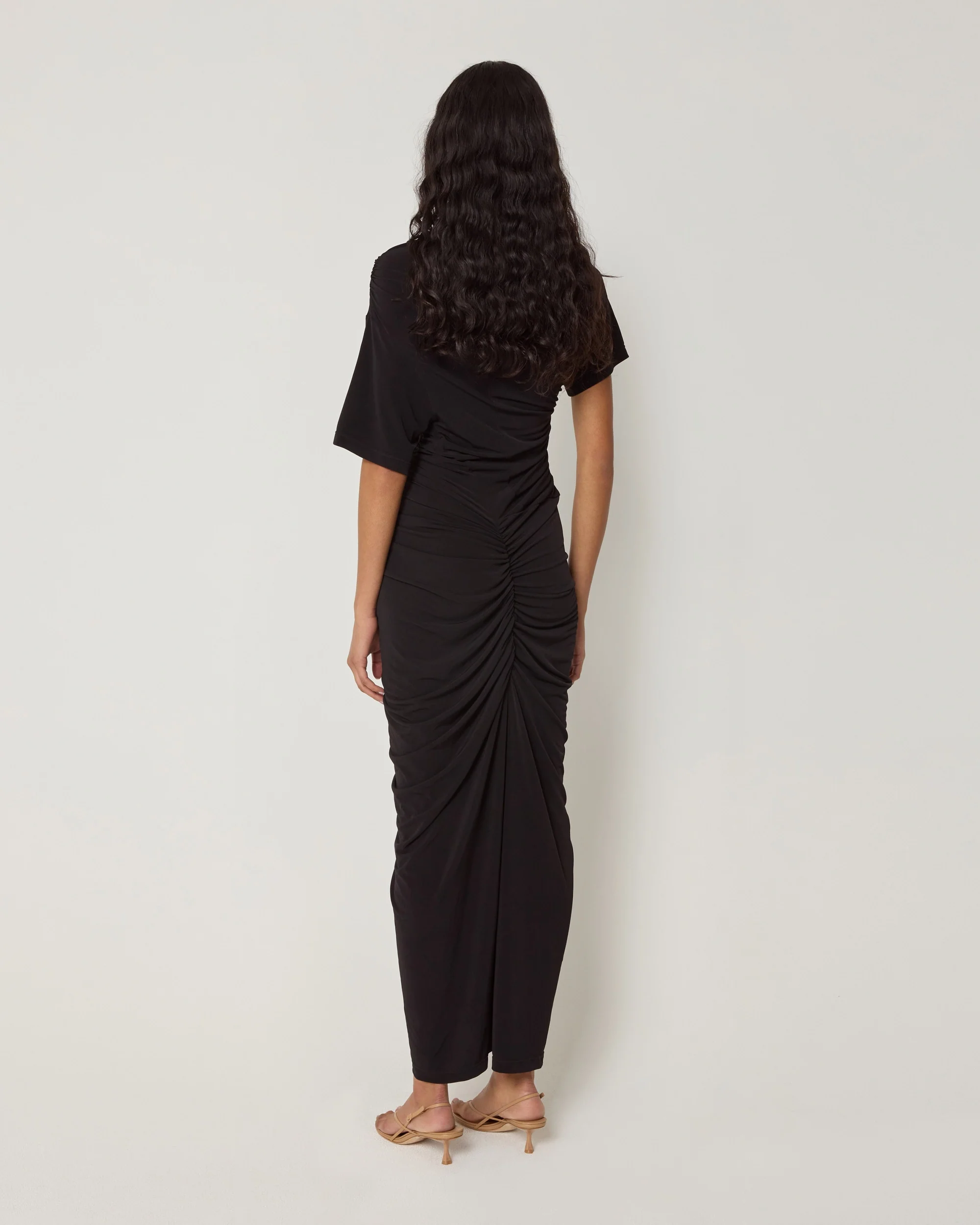 Asymmetrical Ruched Dress | Black - Image 4