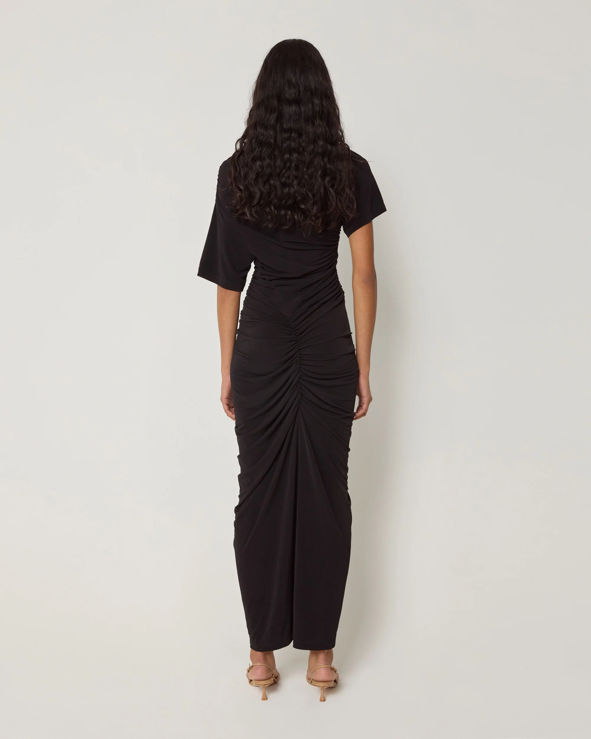 Asymmetrical Ruched Dress | Black - Image 5