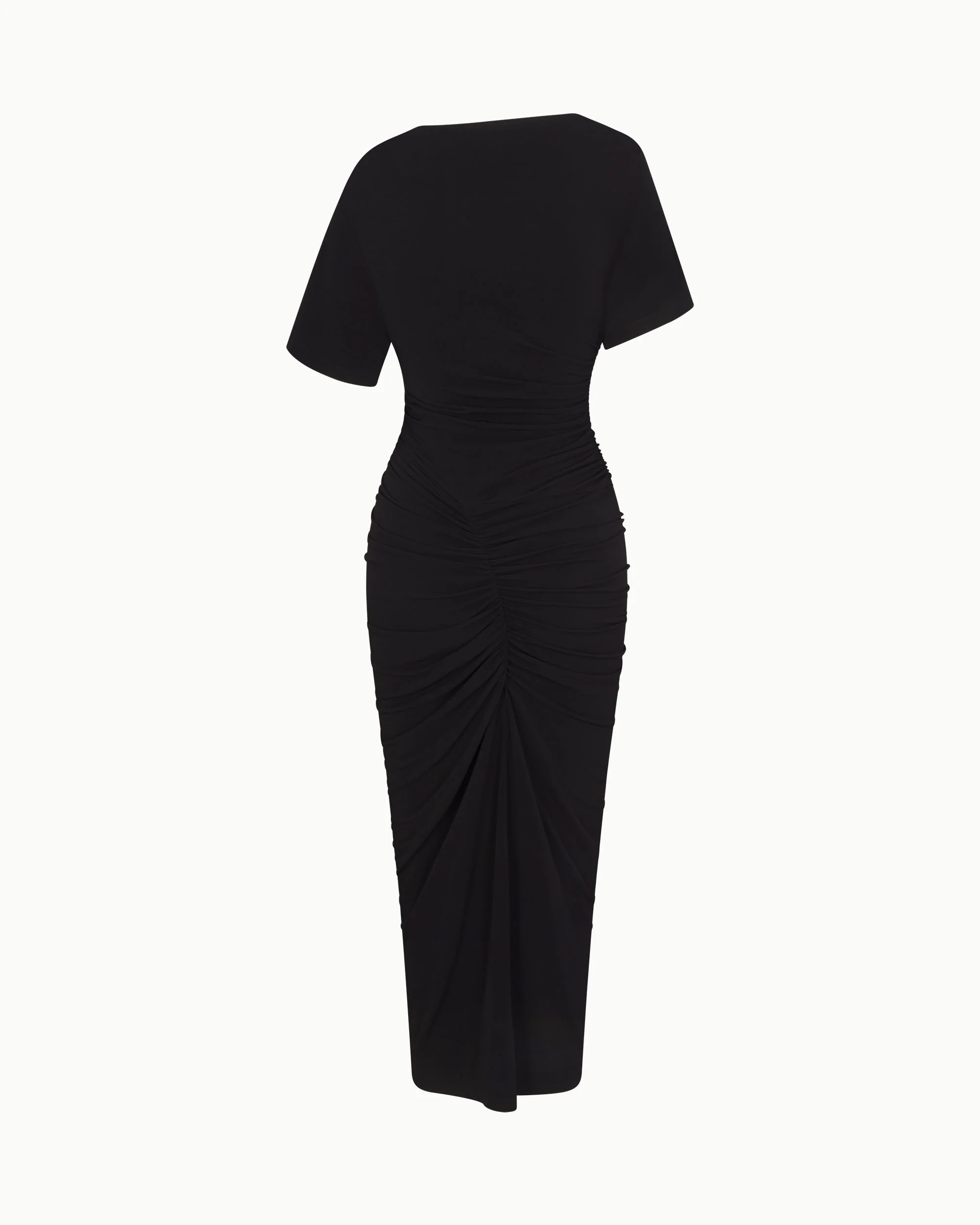 Asymmetrical Ruched Dress | Black - Image 8