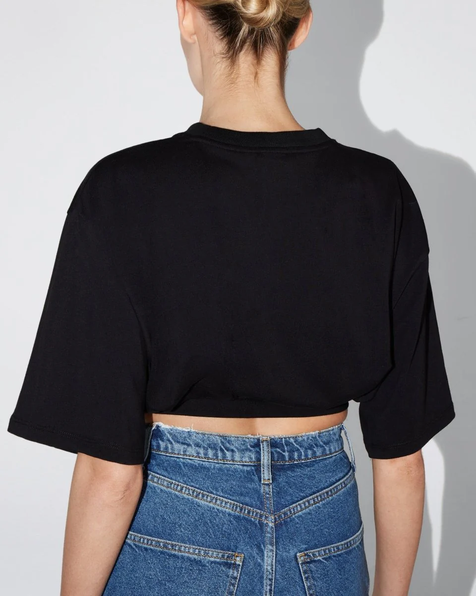Boxy Cropped Tee | Black - Image 6