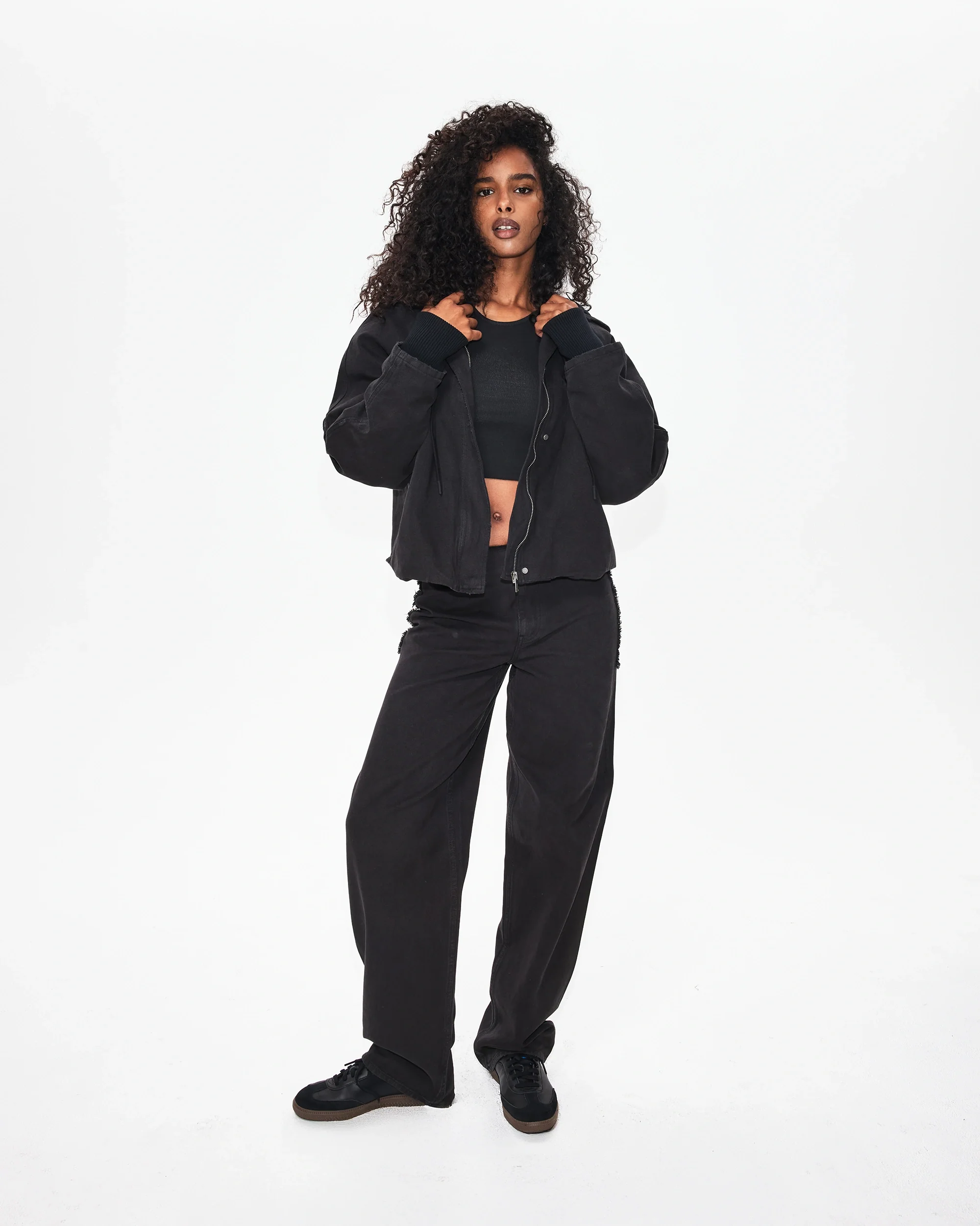 Canvas Hooded Jacket | Washed Black - Image 3