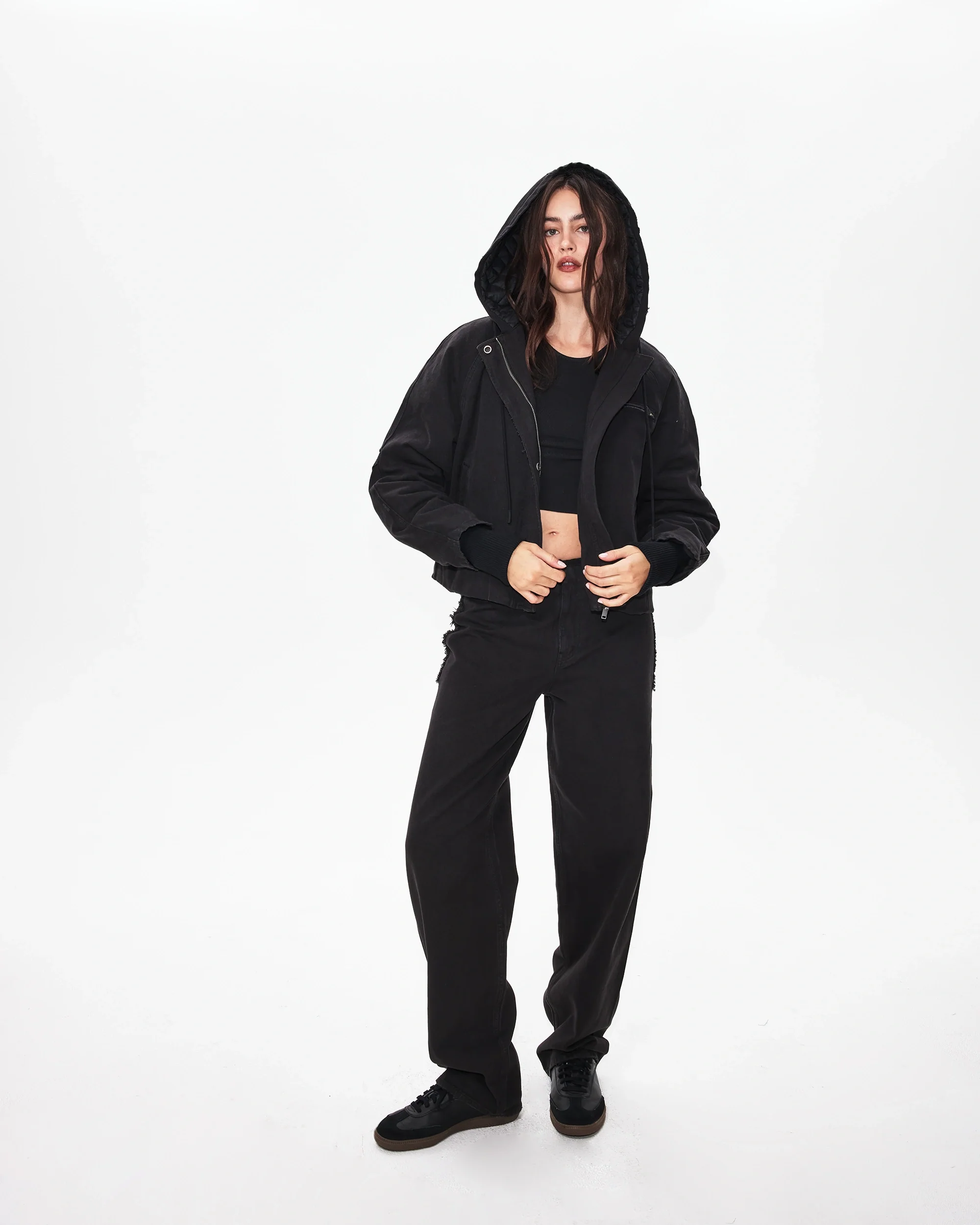 Canvas Hooded Jacket | Washed Black - Image 4