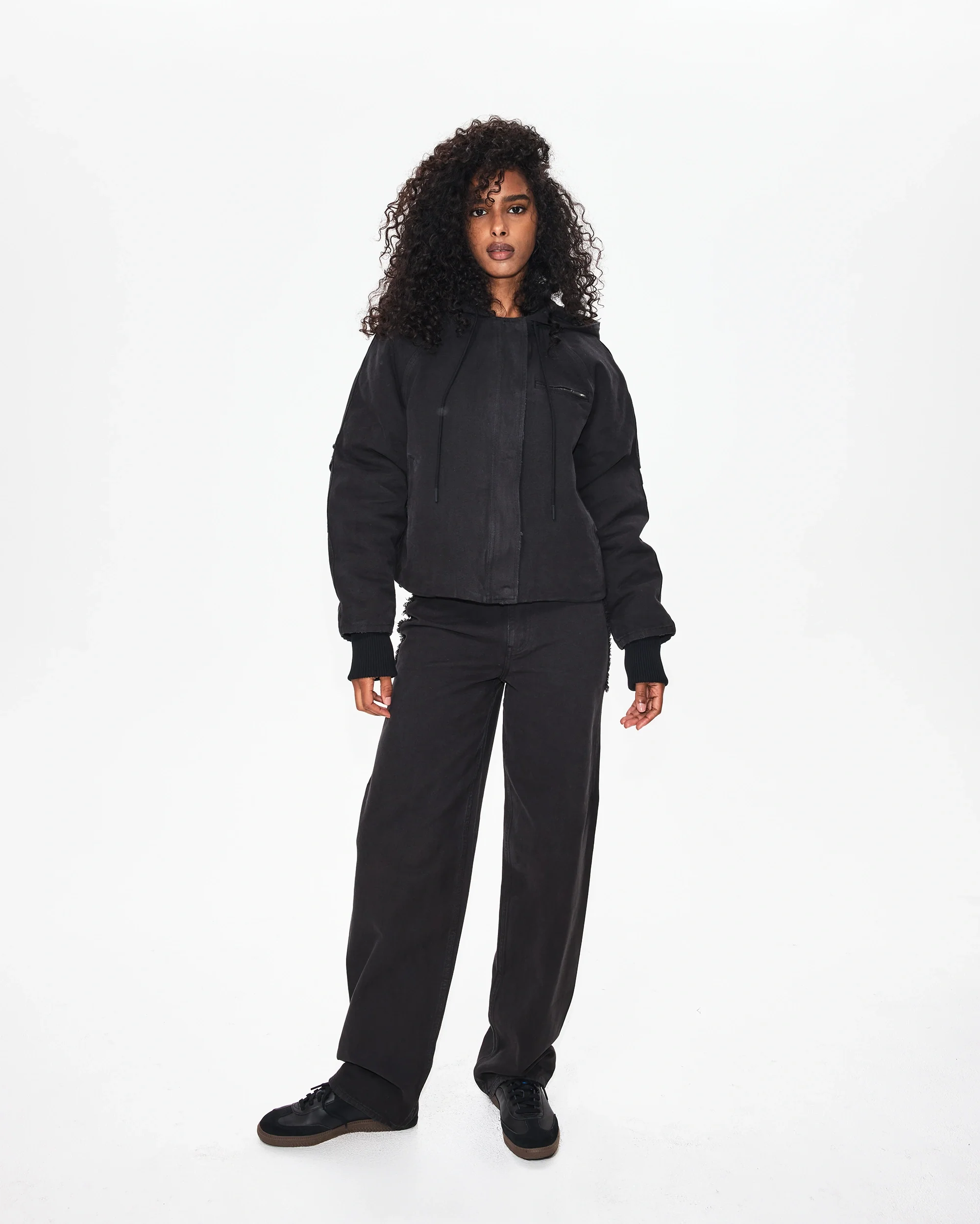 Canvas Hooded Jacket | Washed Black - Image 5