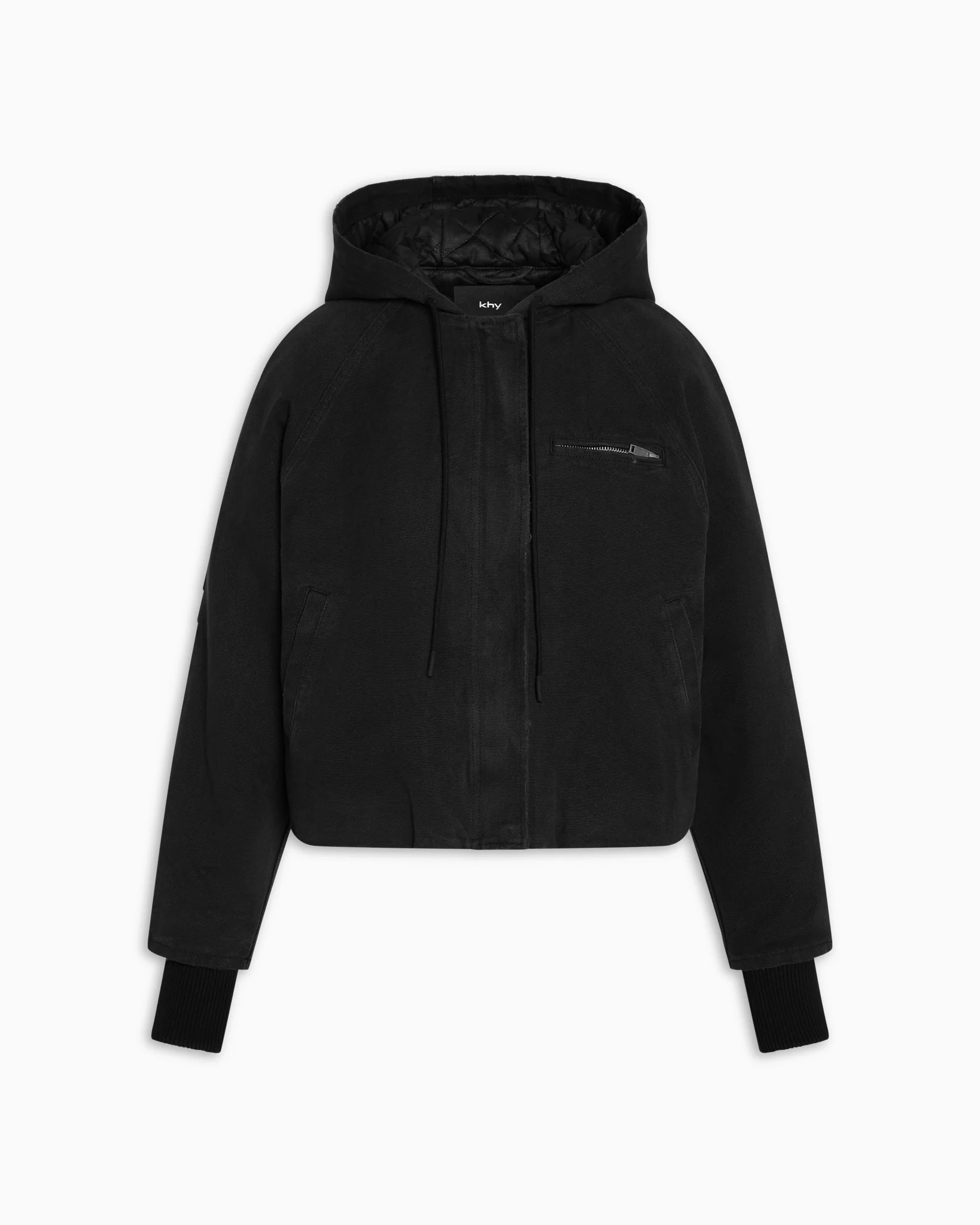 Canvas Hooded Jacket | Washed Black - Image 6