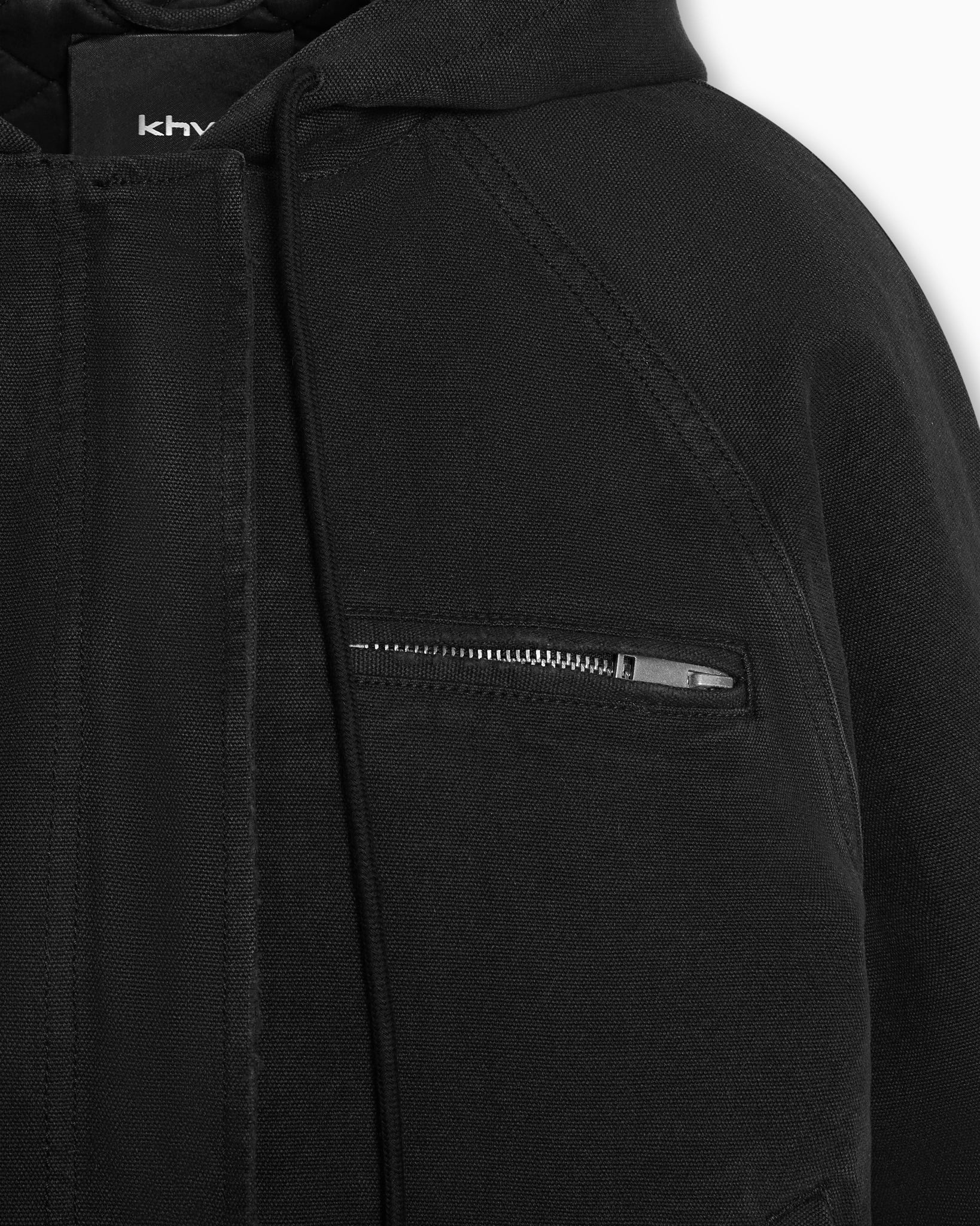 Canvas Hooded Jacket | Washed Black - Image 7