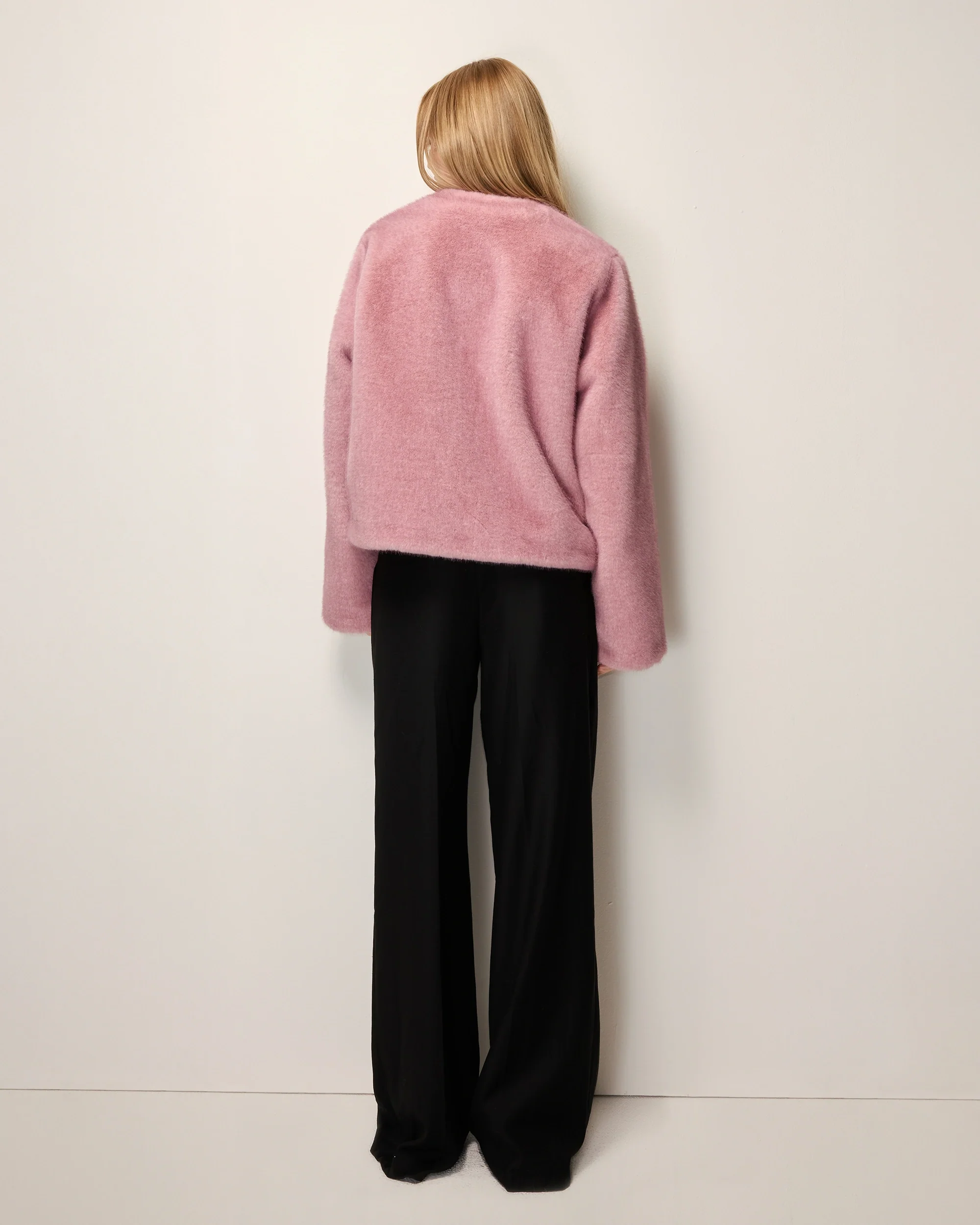 Signature Faux Fur Jacket | Powder Pink - Image 3