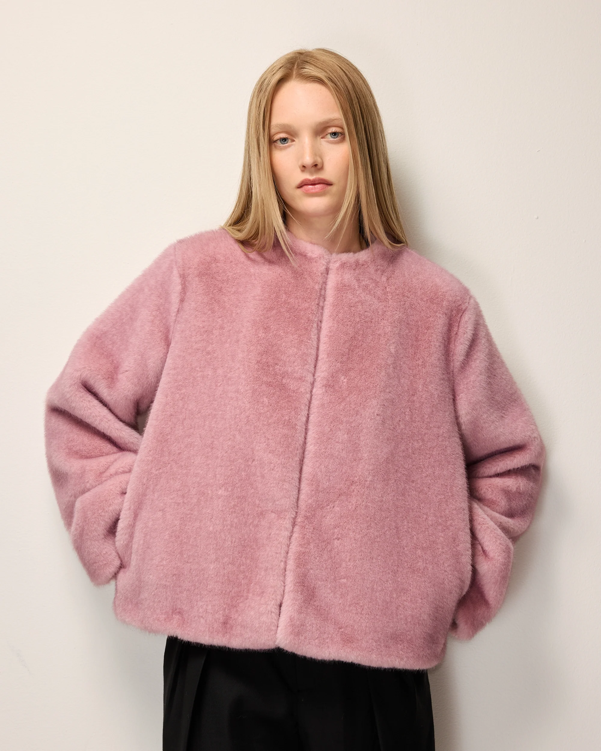 Signature Faux Fur Jacket | Powder Pink - Image 4