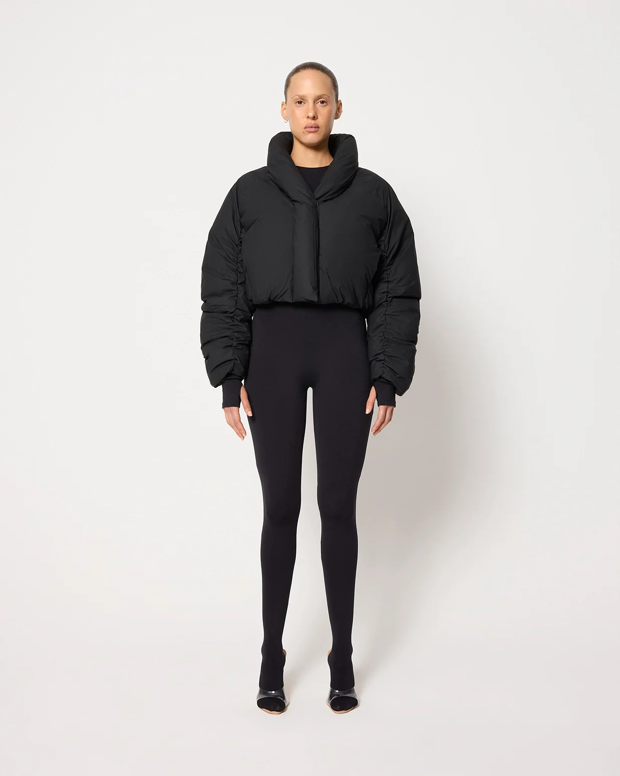 Cropped Puffer Jacket | Black - Image 3