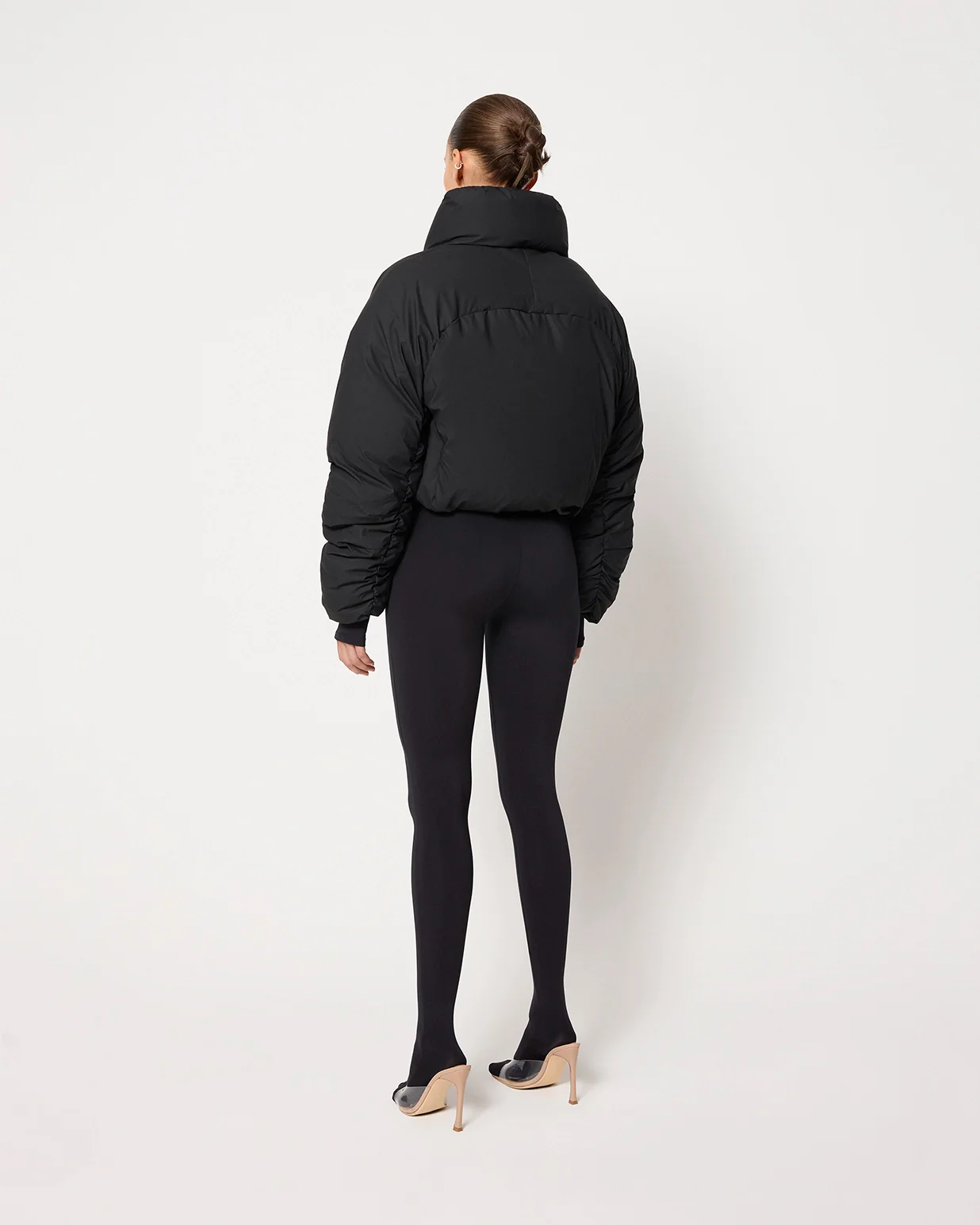 Cropped Puffer Jacket | Black - Image 6