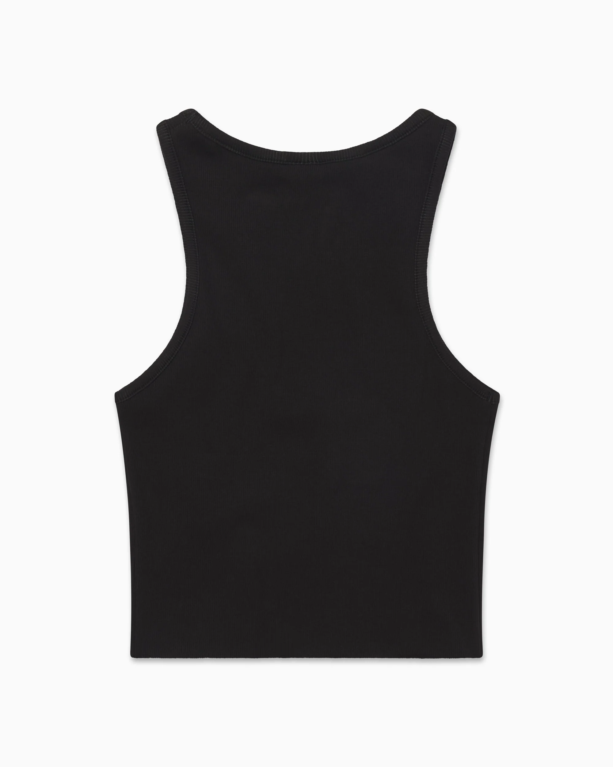 Cropped Raw Hem Rib Tank | Black - Image 6