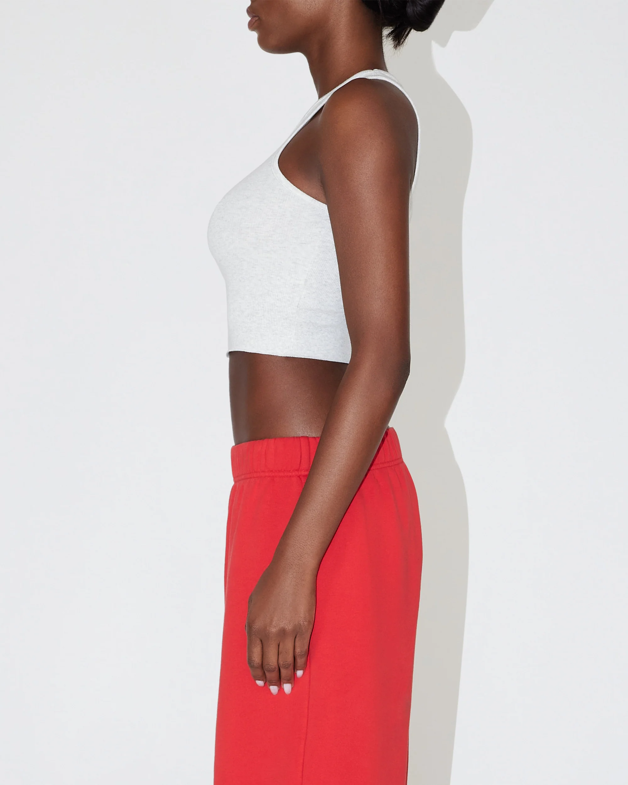 Cropped Raw Hem Rib Tank | Light Heather Grey - Image 5