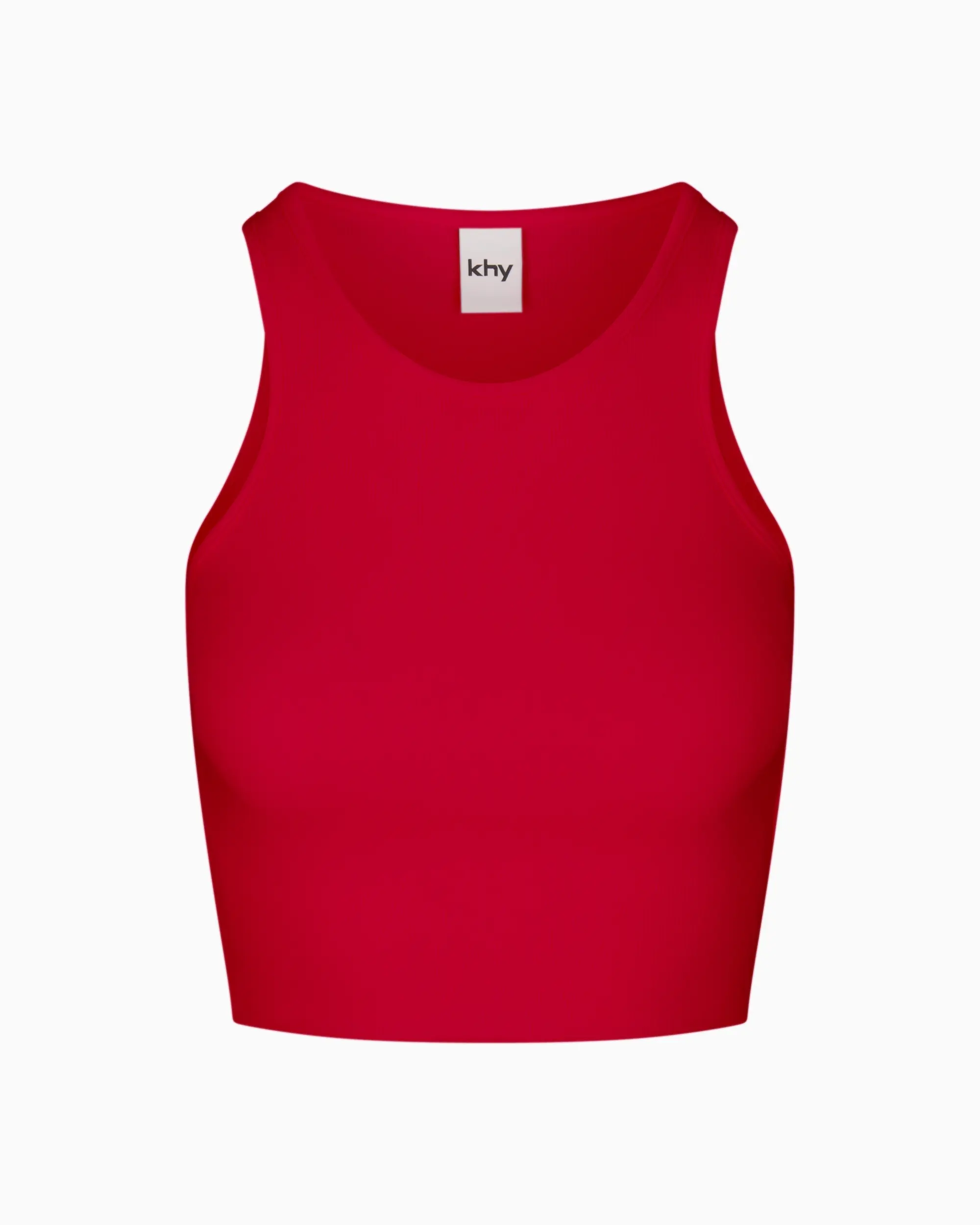 Cropped Raw Hem Rib Tank | Red - Image 2