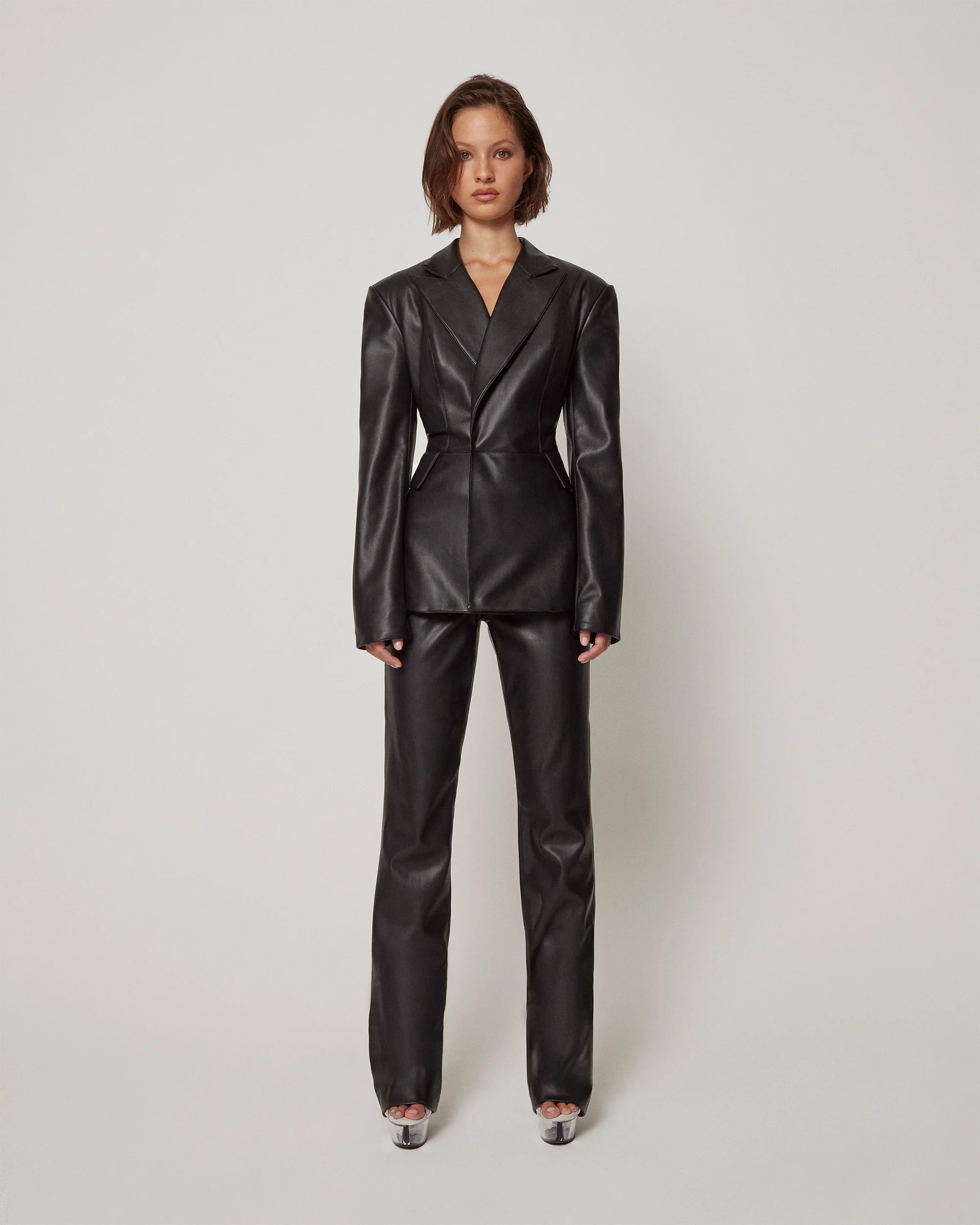 Faux Leather Blazer | Black - Image 3