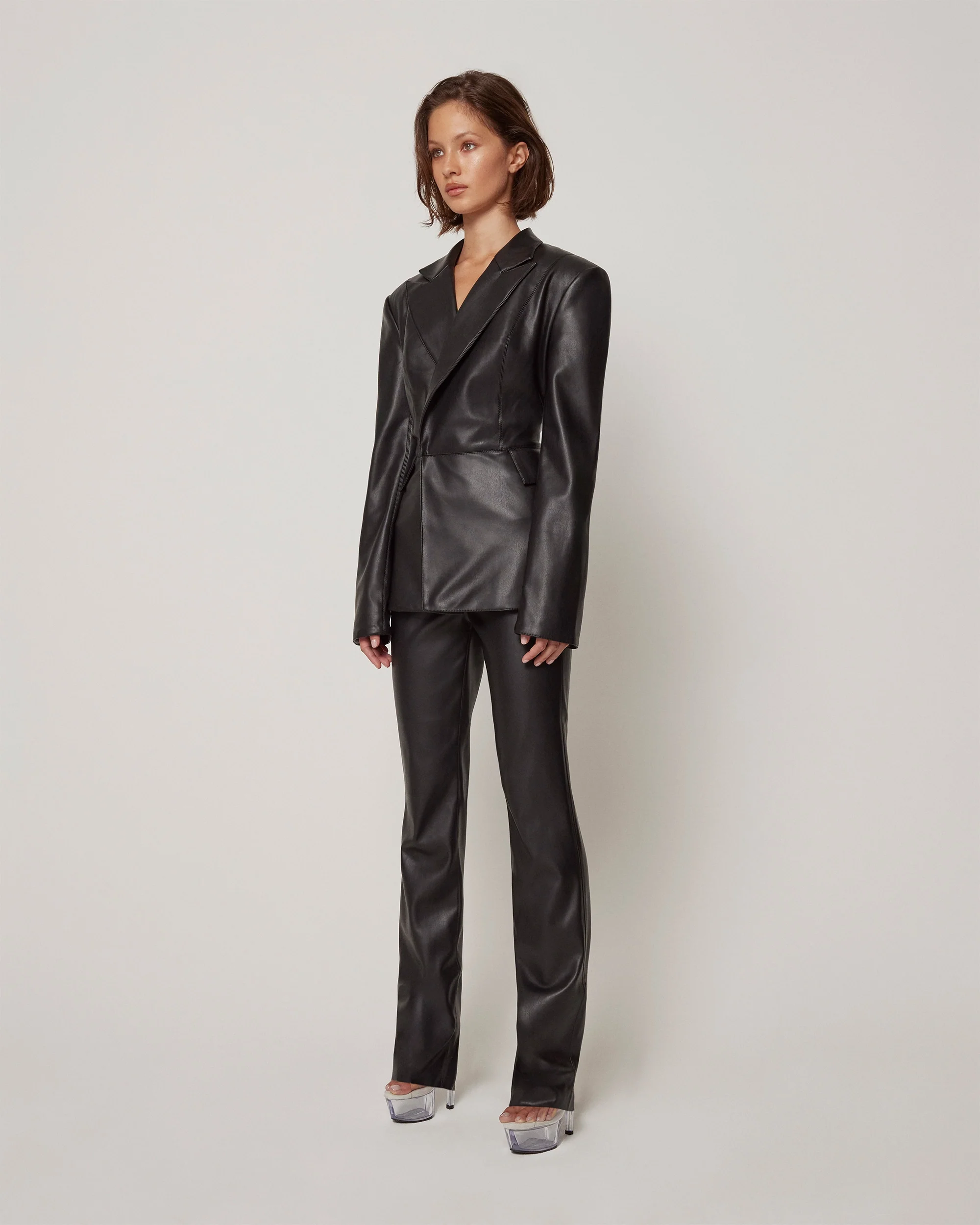 Faux Leather Blazer | Black - Image 4