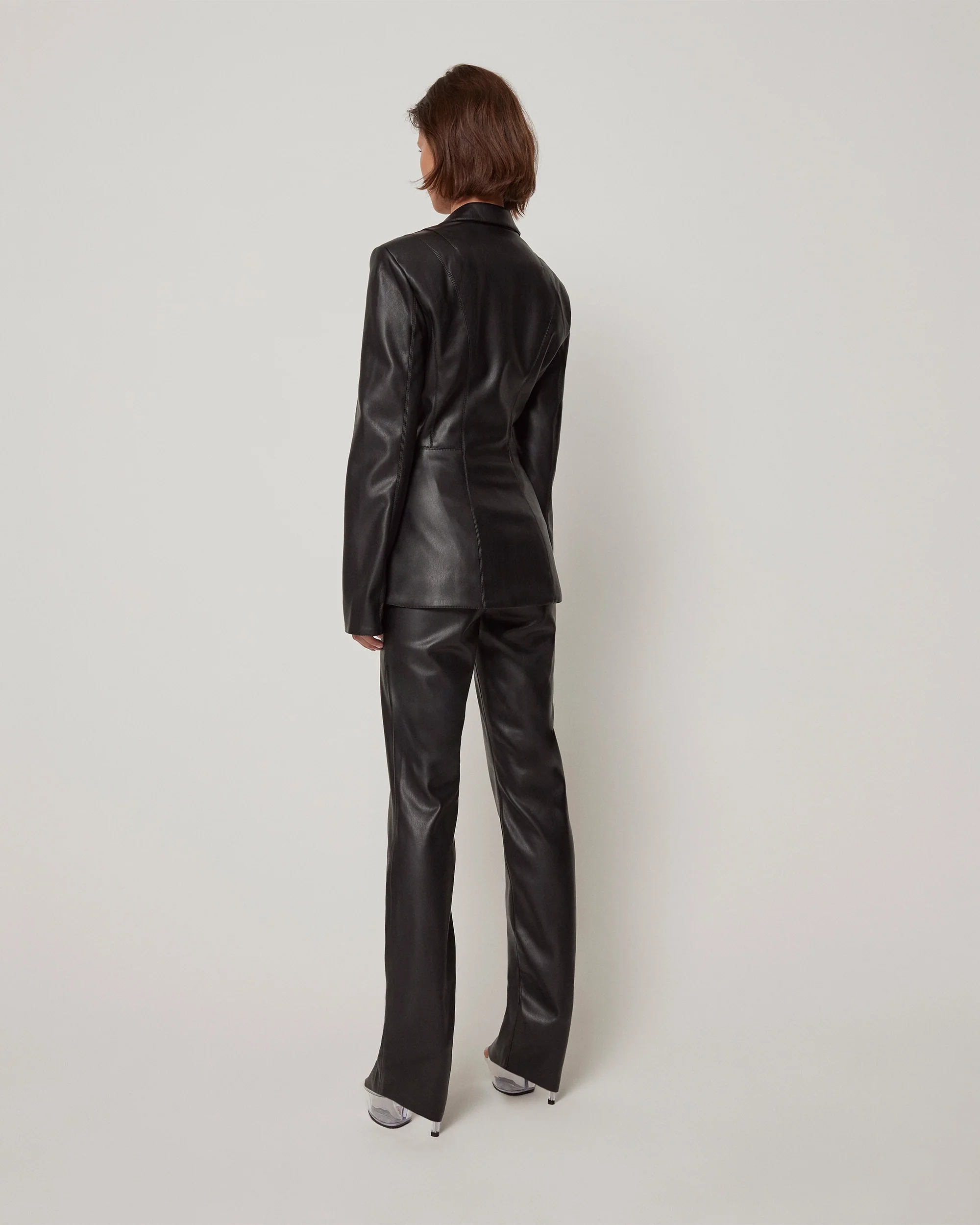 Faux Leather Blazer | Black - Image 5