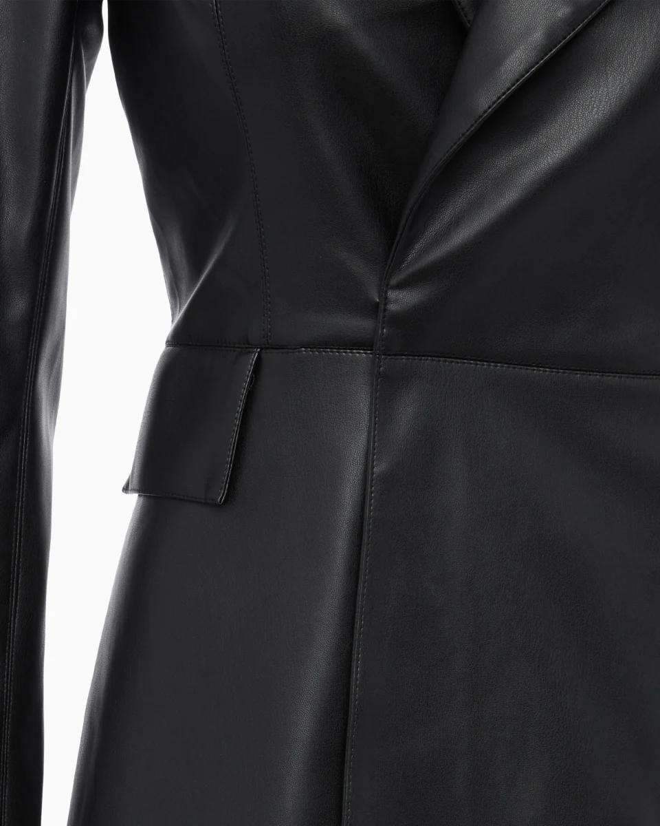 Faux Leather Blazer Mini Dress | Black - Image 7
