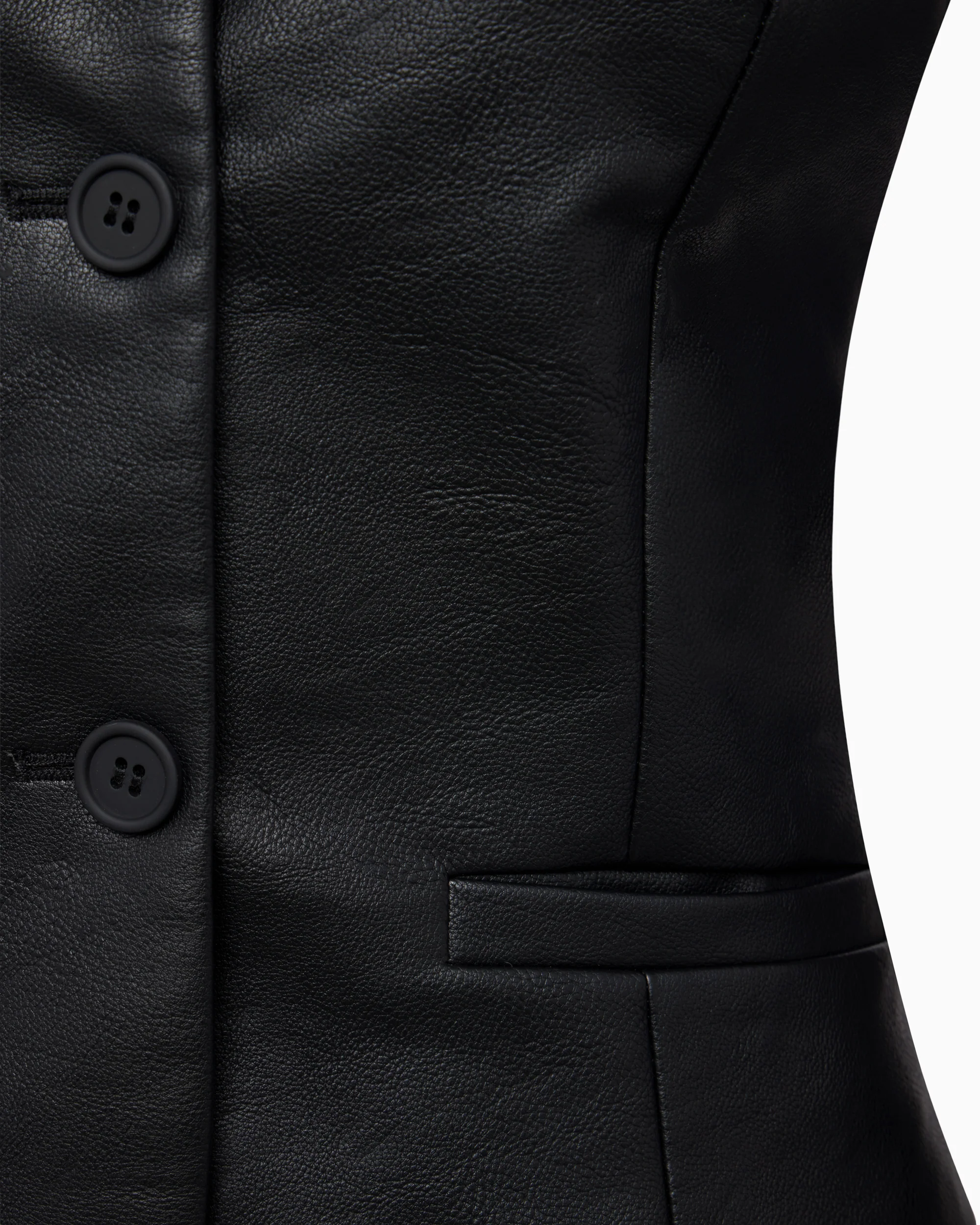 Faux Leather Fitted Blazer | Black - Image 6