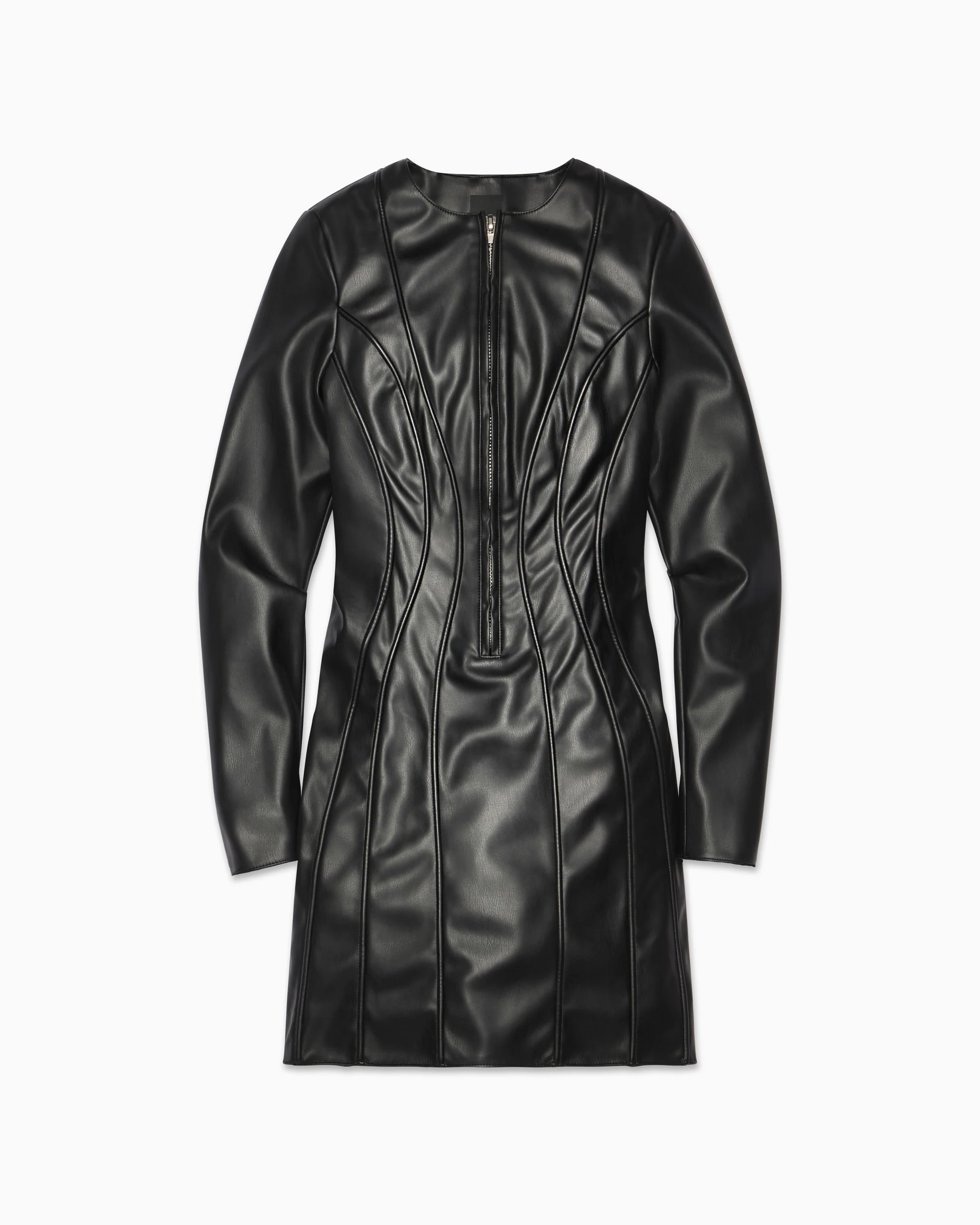 Faux Leather Long Sleeve Mini Dress | Black - Image 2