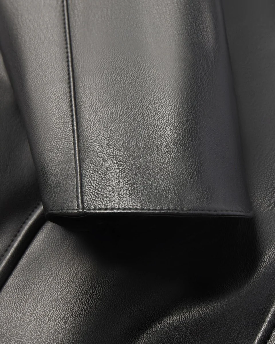 Faux Leather Long Sleeve Mini Dress | Black - Image 6