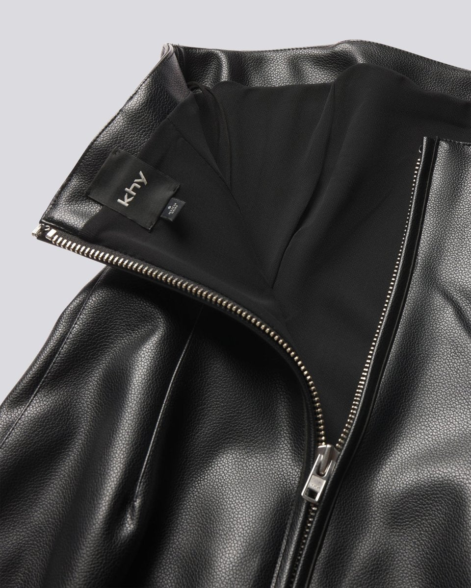 Faux Leather Long Sleeve Mini Dress | Black - Image 7