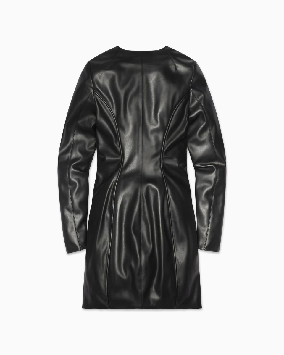 Faux Leather Long Sleeve Mini Dress | Black - Image 8