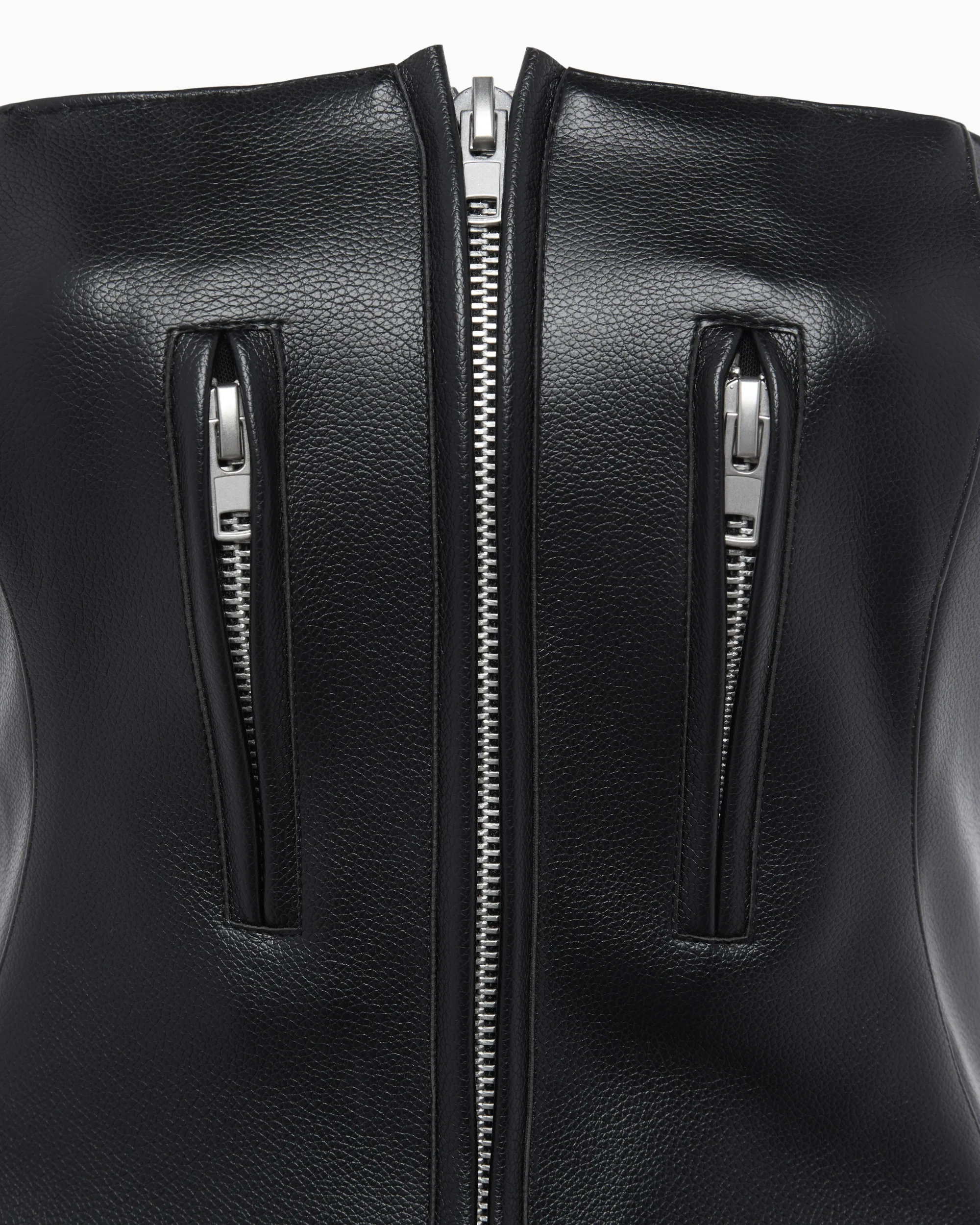 Faux Leather Strapless Mini Dress | Black - Image 7