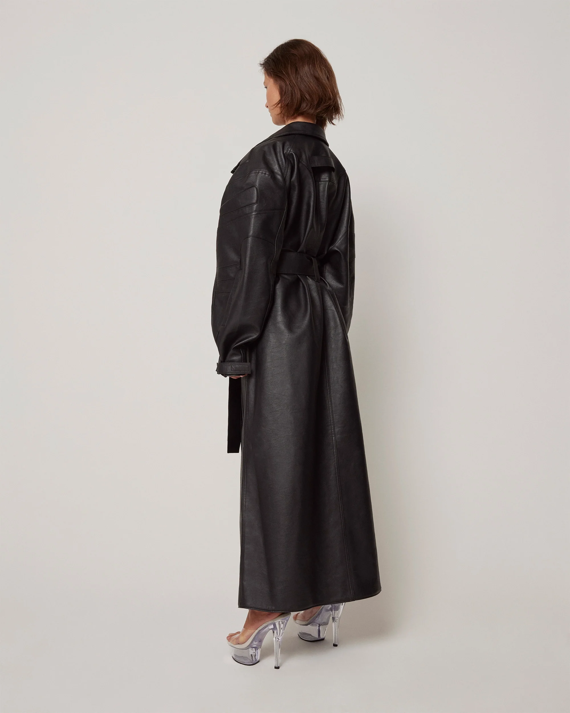 Faux Leather Trench | Black - Image 3