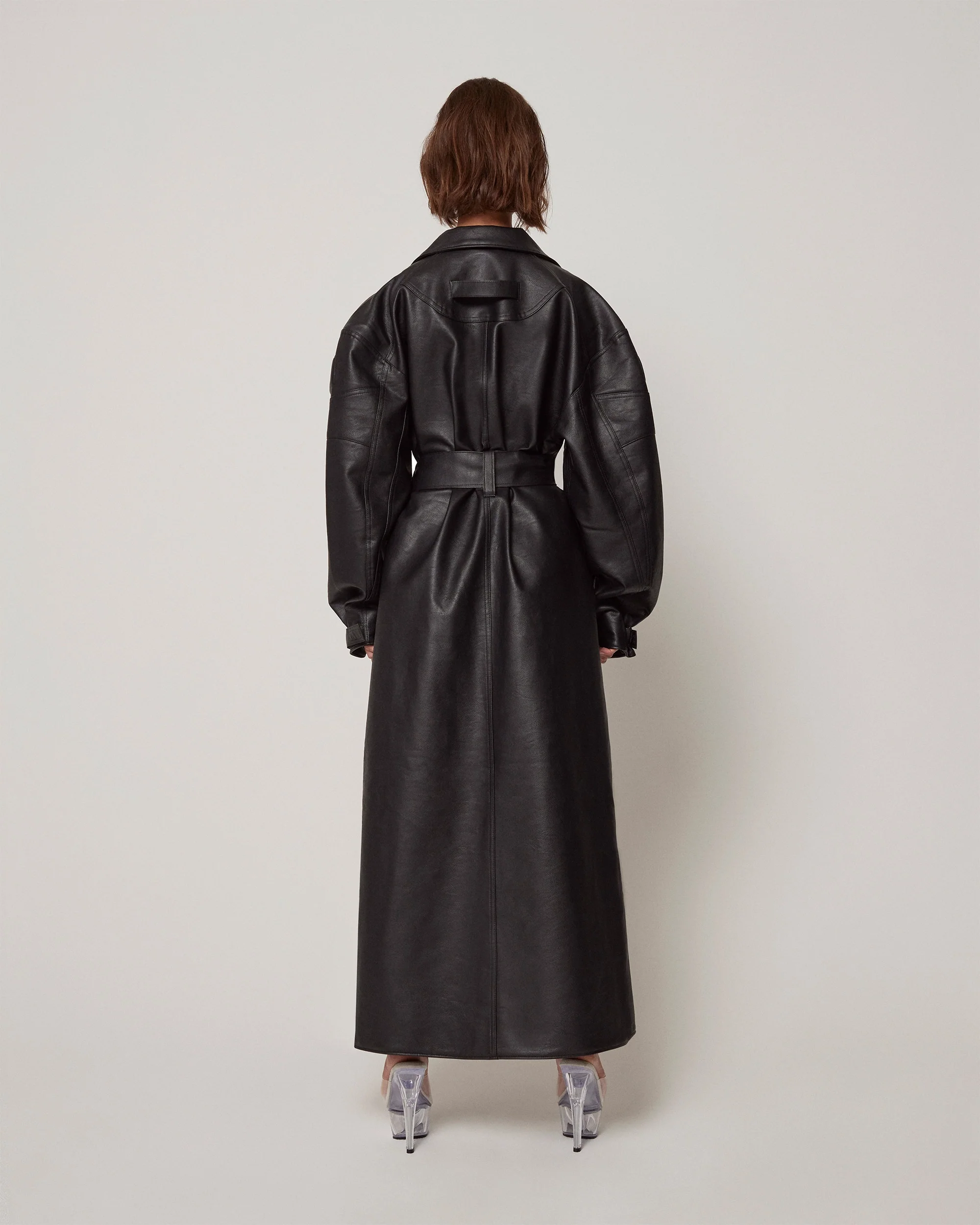 Faux Leather Trench | Black - Image 4