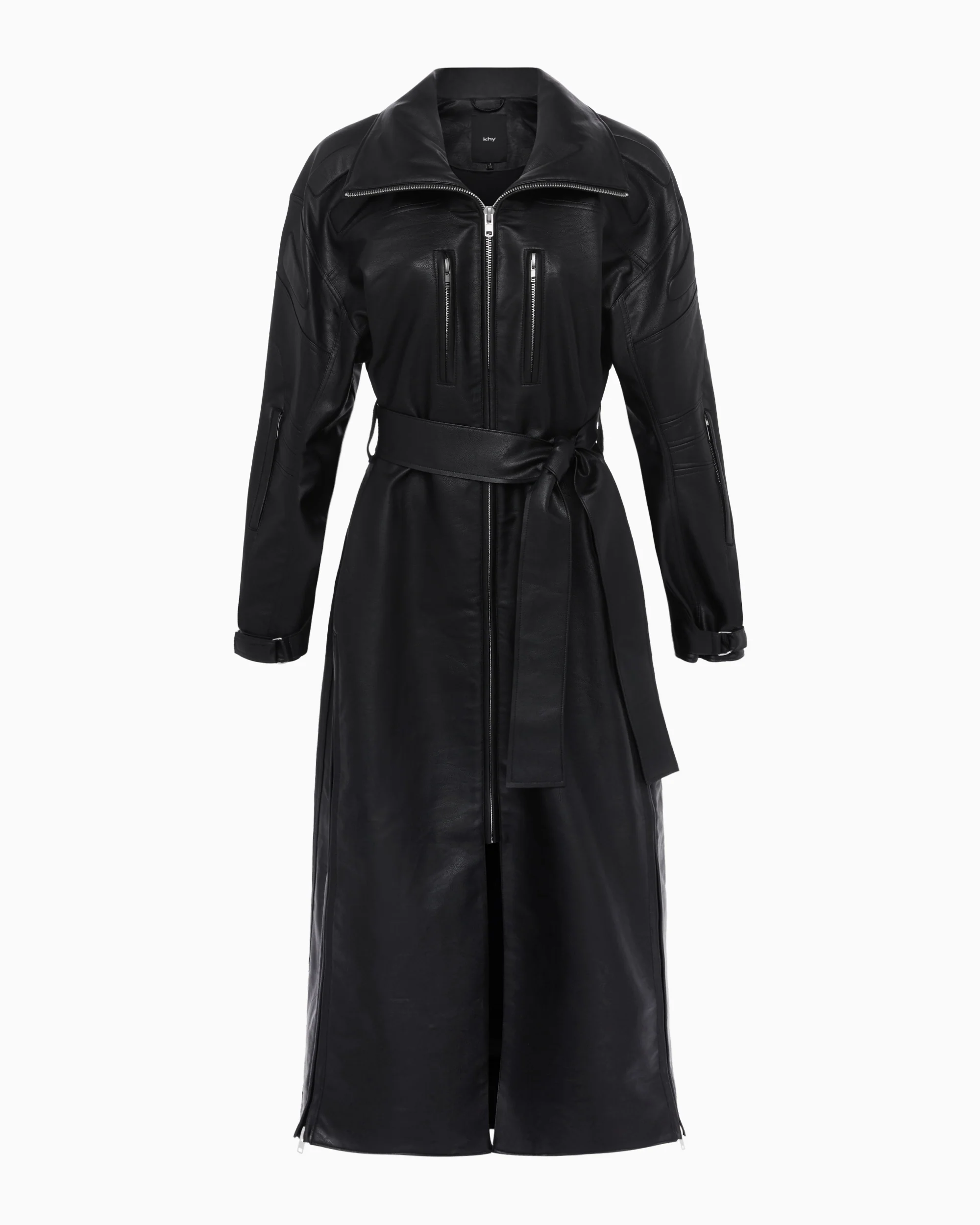 Faux Leather Trench | Black - Image 6