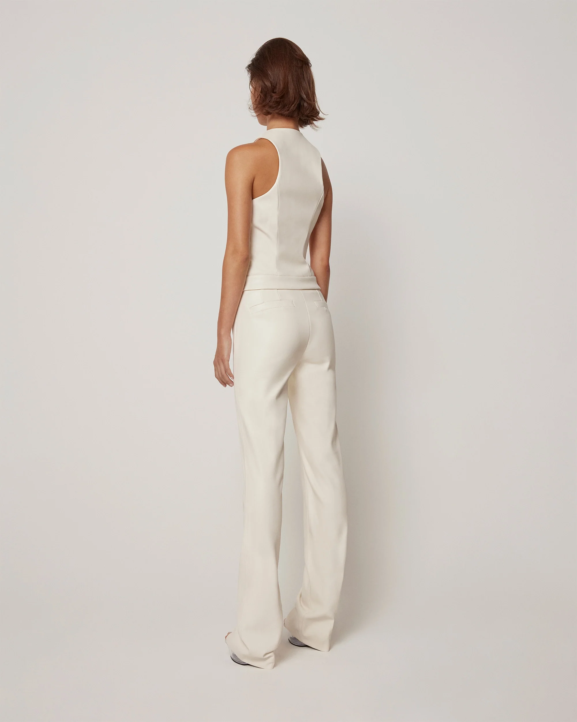 Faux Leather Zip Up Tank | Chalk - Image 4