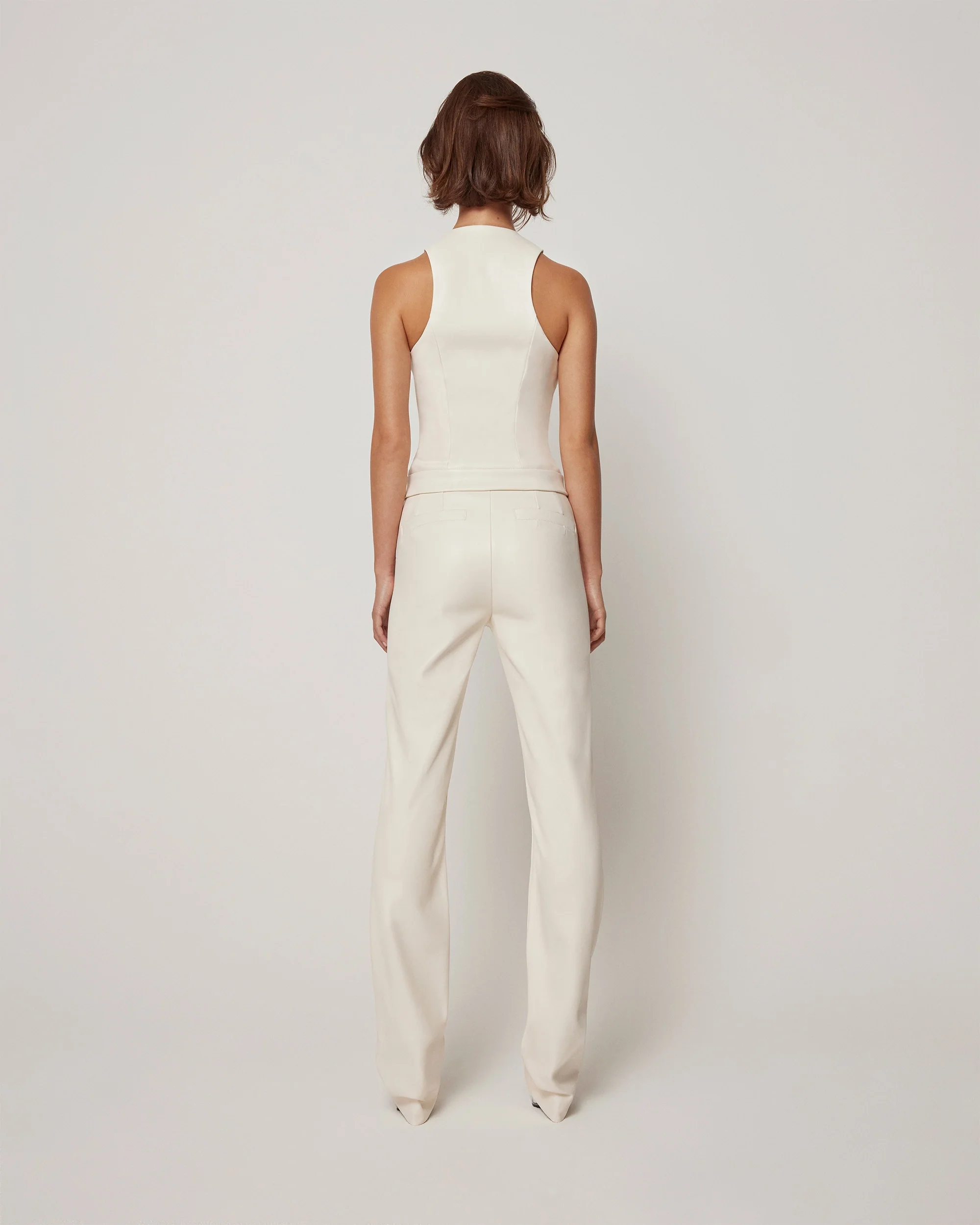 Faux Leather Zip Up Tank | Chalk - Image 5