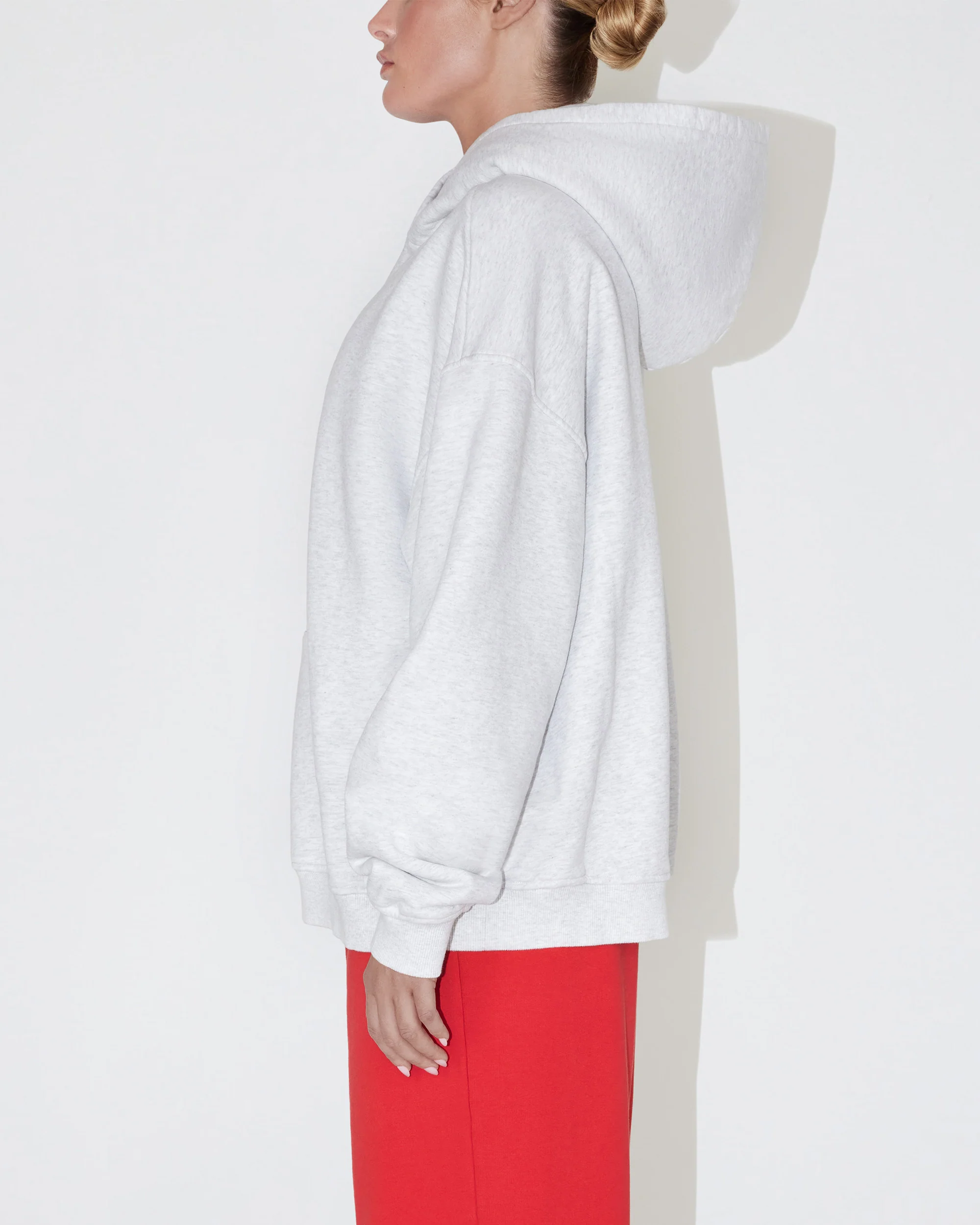 Fleece Oversized Hoodie | Light Heather Grey - Image 3