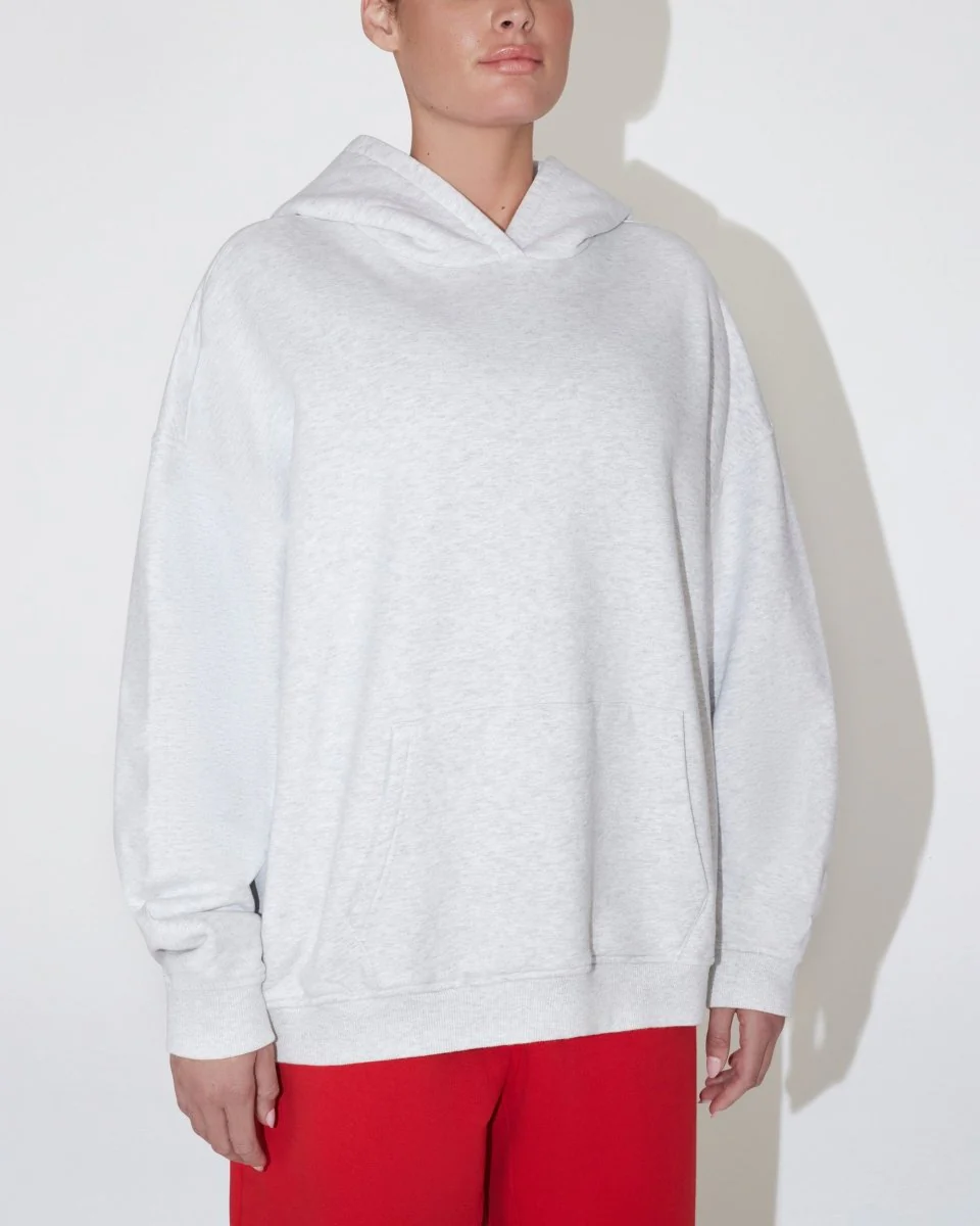 Fleece Oversized Hoodie | Light Heather Grey - Image 4