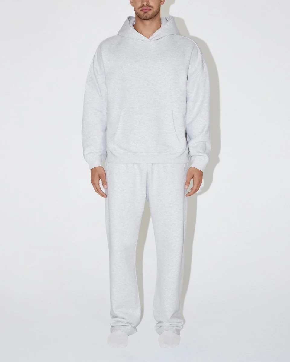 Fleece Oversized Hoodie | Light Heather Grey - Image 6