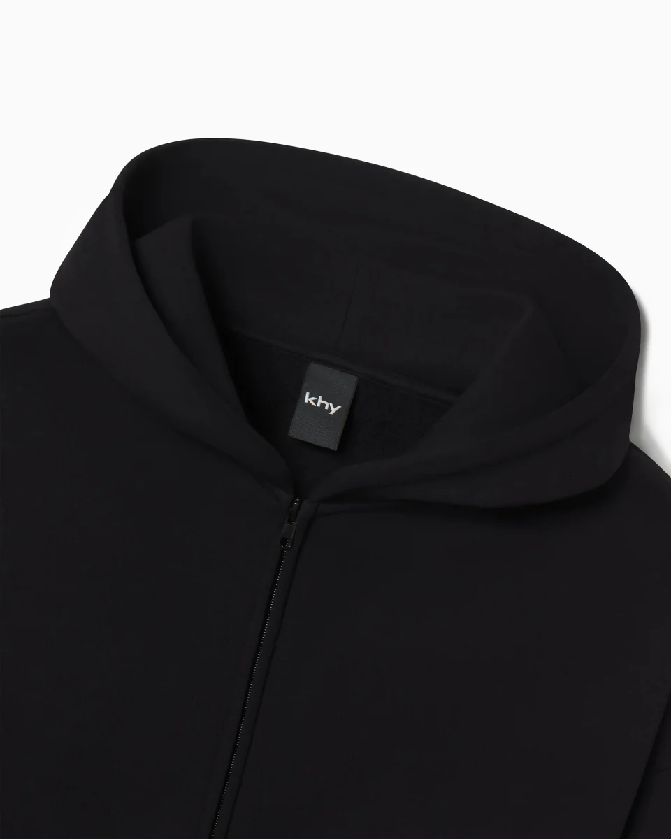 Fleece Oversized Zip Hoodie | Black - Image 10
