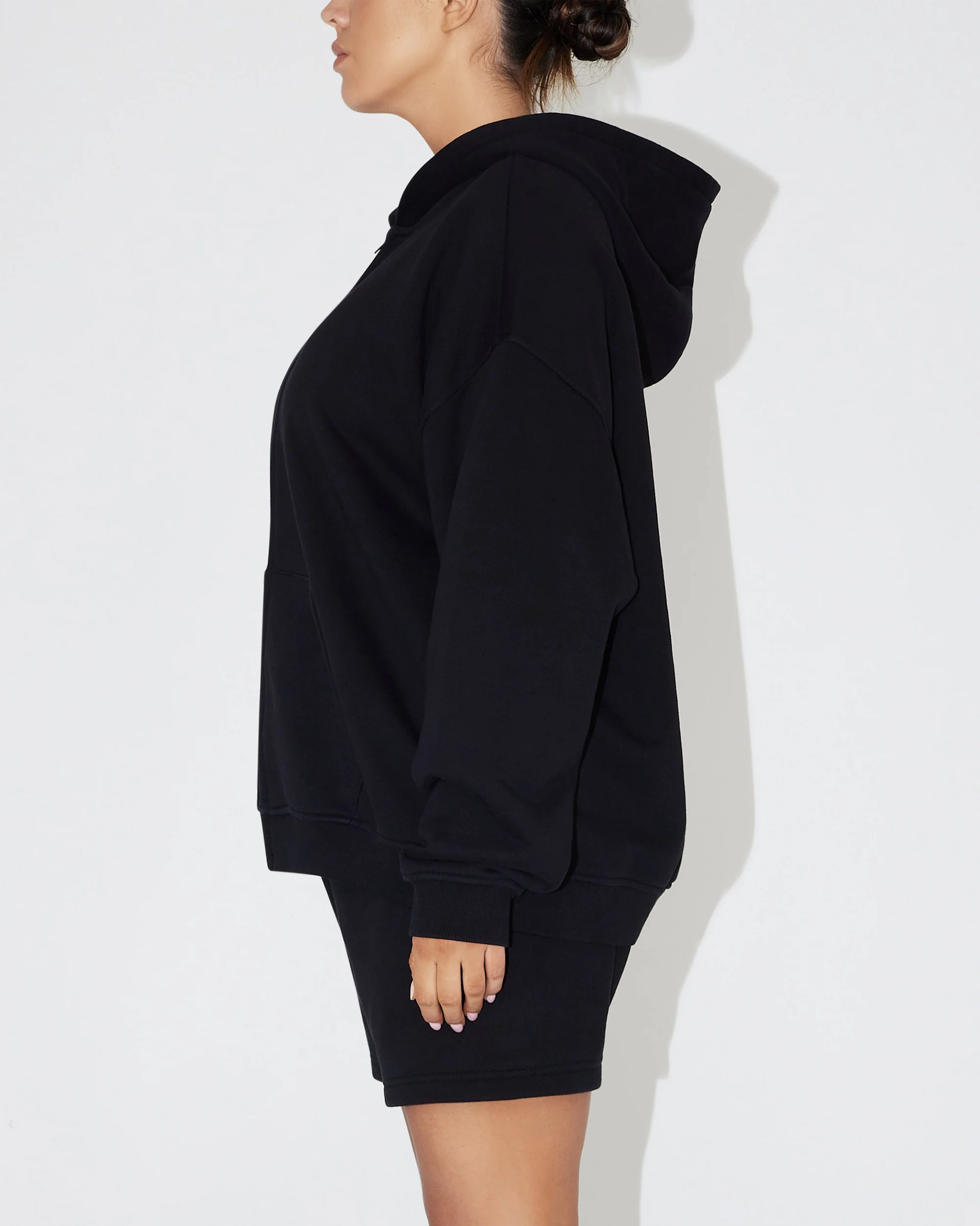 Fleece Oversized Zip Hoodie | Black - Image 4