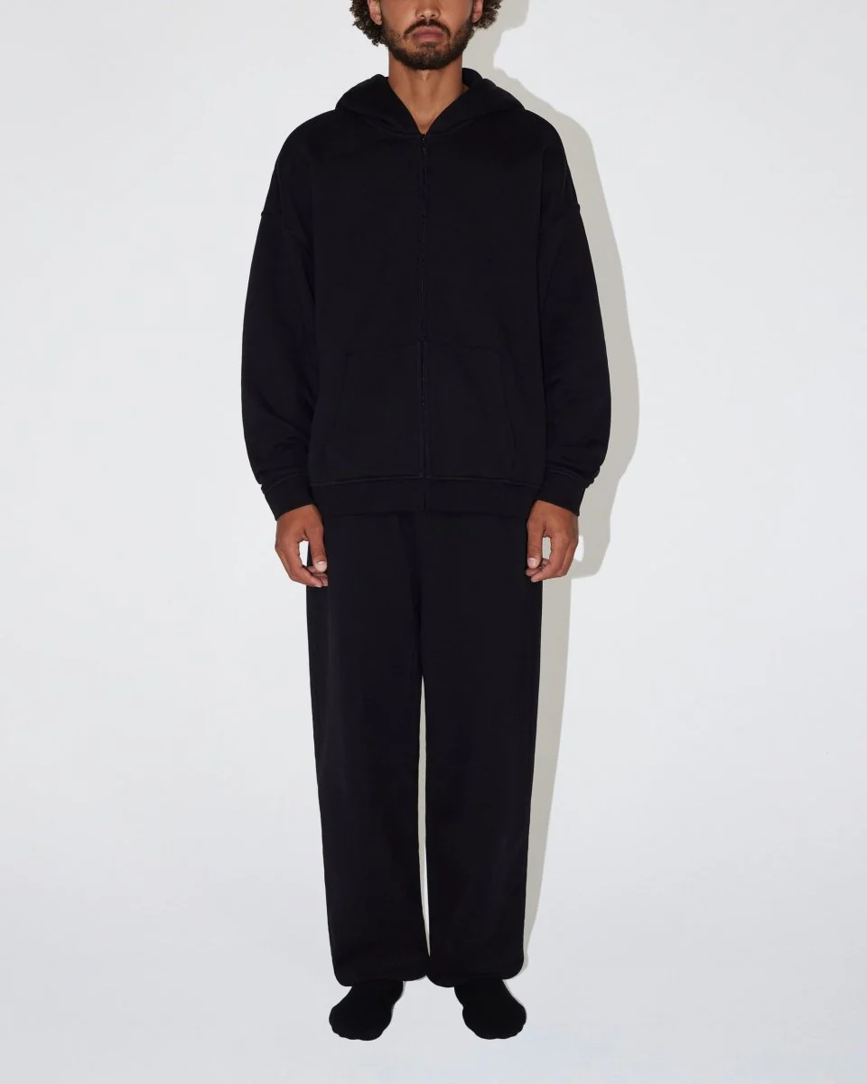 Fleece Oversized Zip Hoodie | Black - Image 6