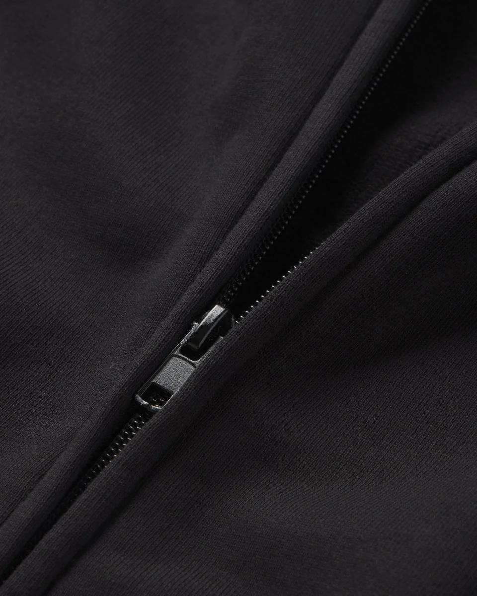 Fleece Oversized Zip Hoodie | Black - Image 9