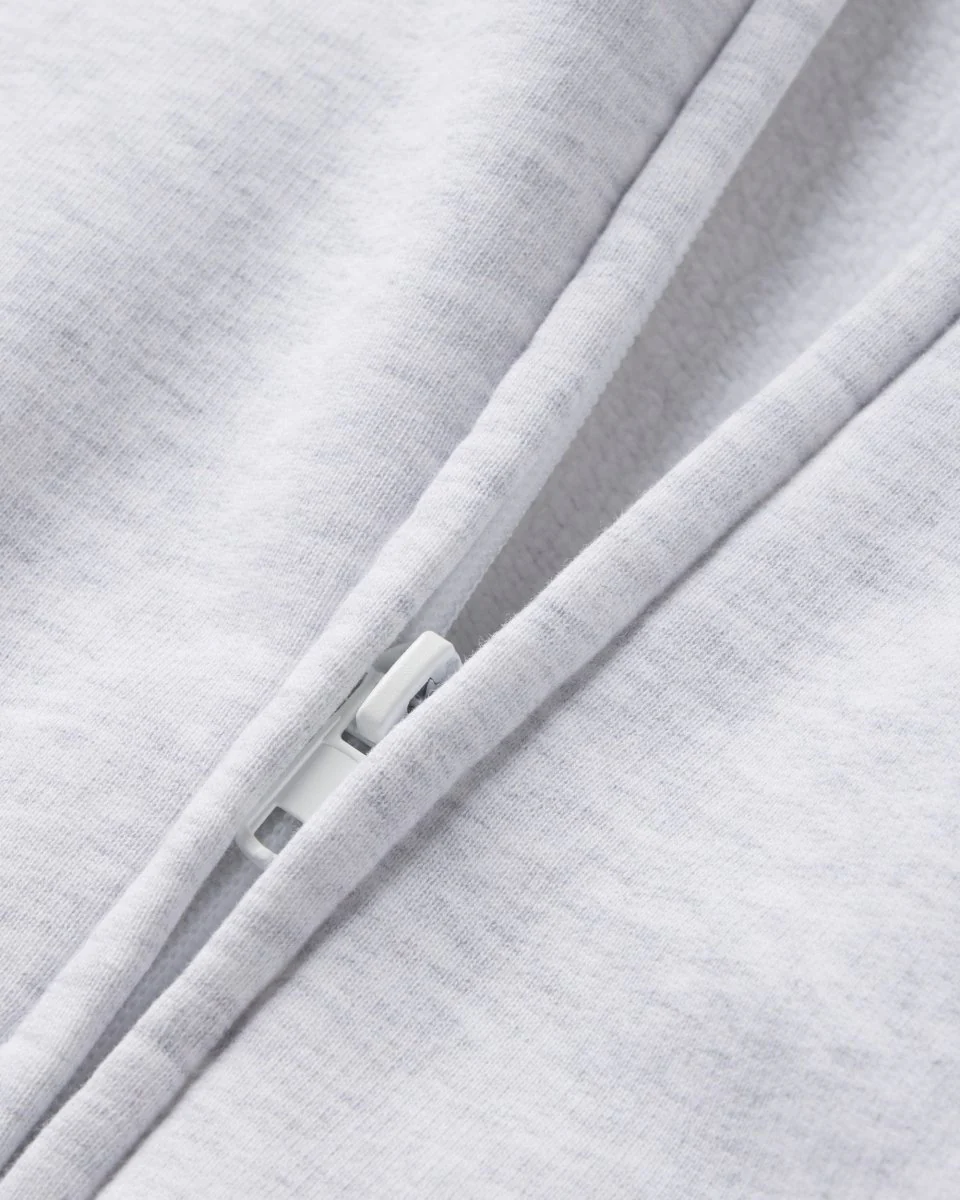 Fleece Oversized Zip Hoodie | Light Heather Grey - Image 10