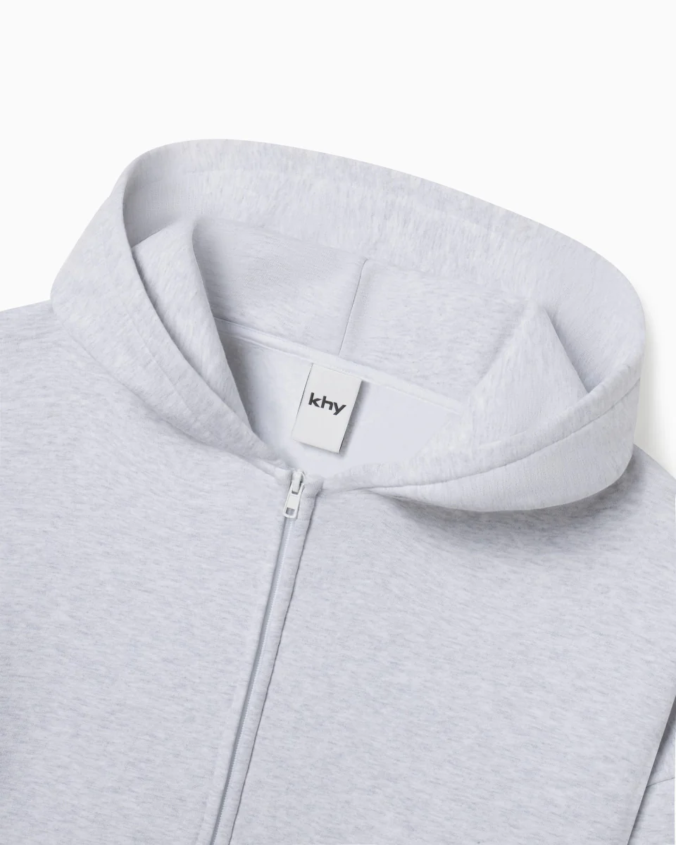 Fleece Oversized Zip Hoodie | Light Heather Grey - Image 11