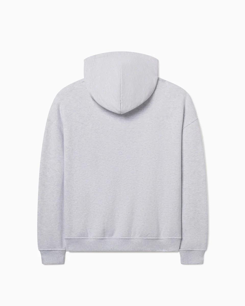 Fleece Oversized Zip Hoodie | Light Heather Grey - Image 12