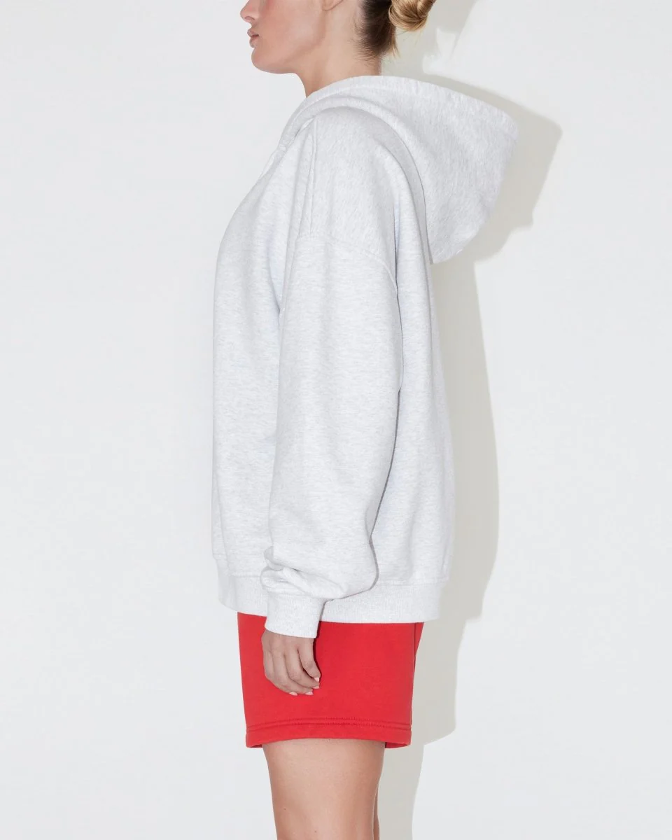 Fleece Oversized Zip Hoodie | Light Heather Grey - Image 5