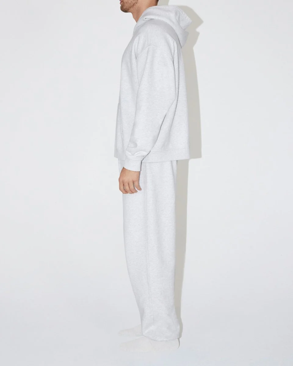 Fleece Oversized Zip Hoodie | Light Heather Grey - Image 8
