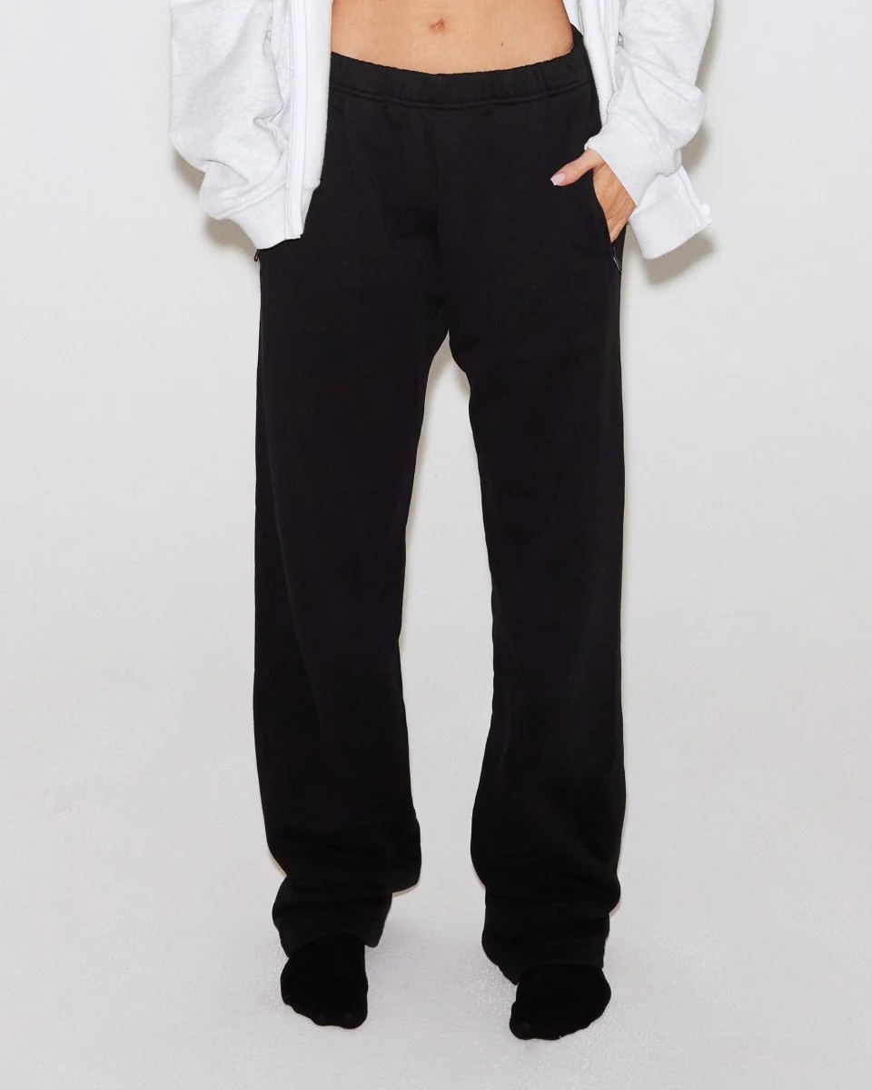 Fleece Straight Leg Pant | Black - Image 3