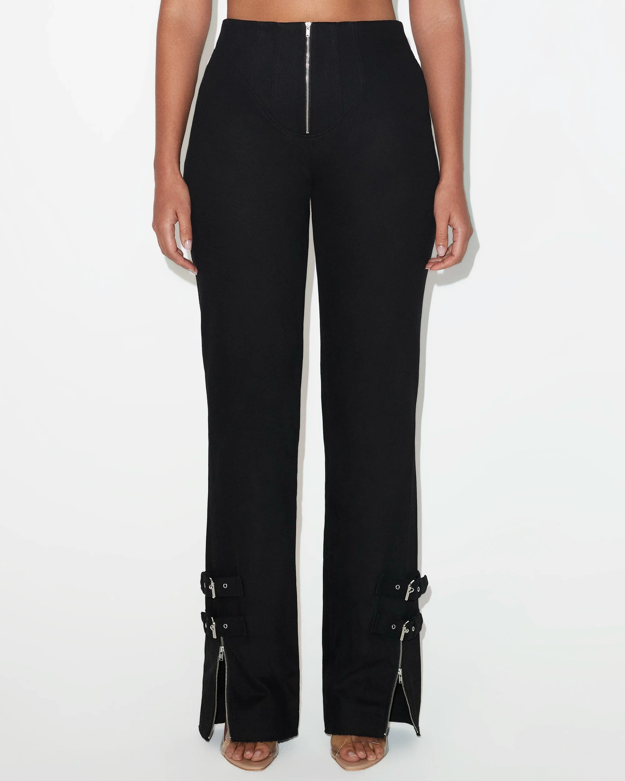 High Rise Denim Trousers | Black