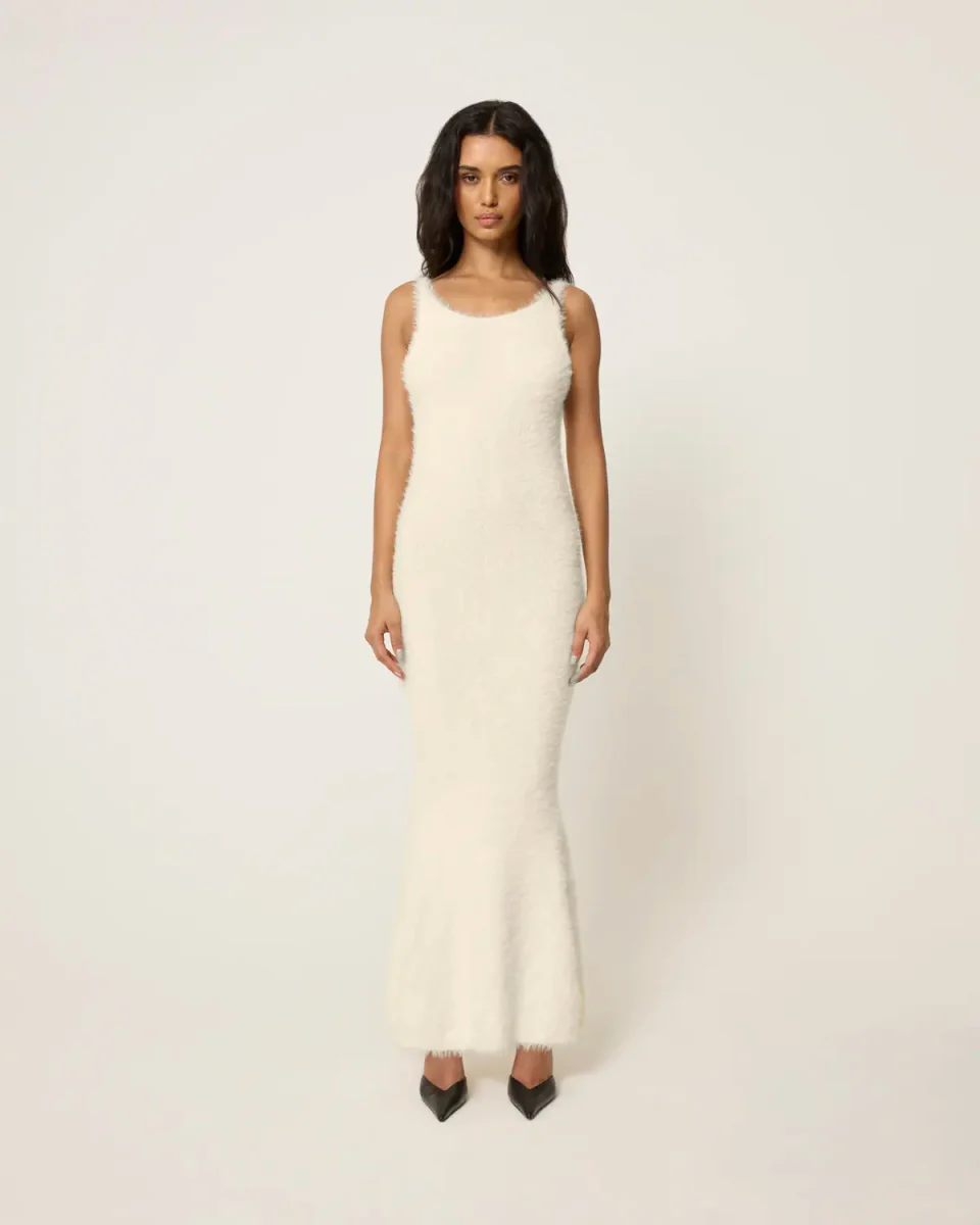 Knit Low Back Dress | Cream - Image 3