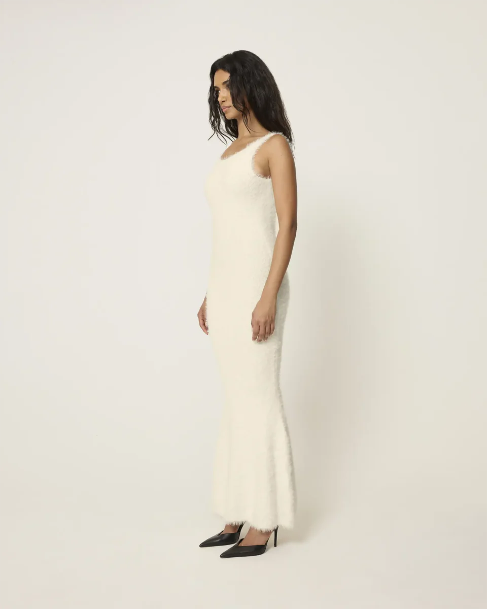 Knit Low Back Dress | Cream - Image 4