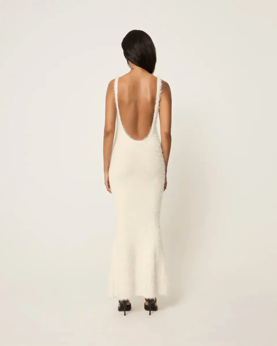 Knit Low Back Dress | Cream - Image 6