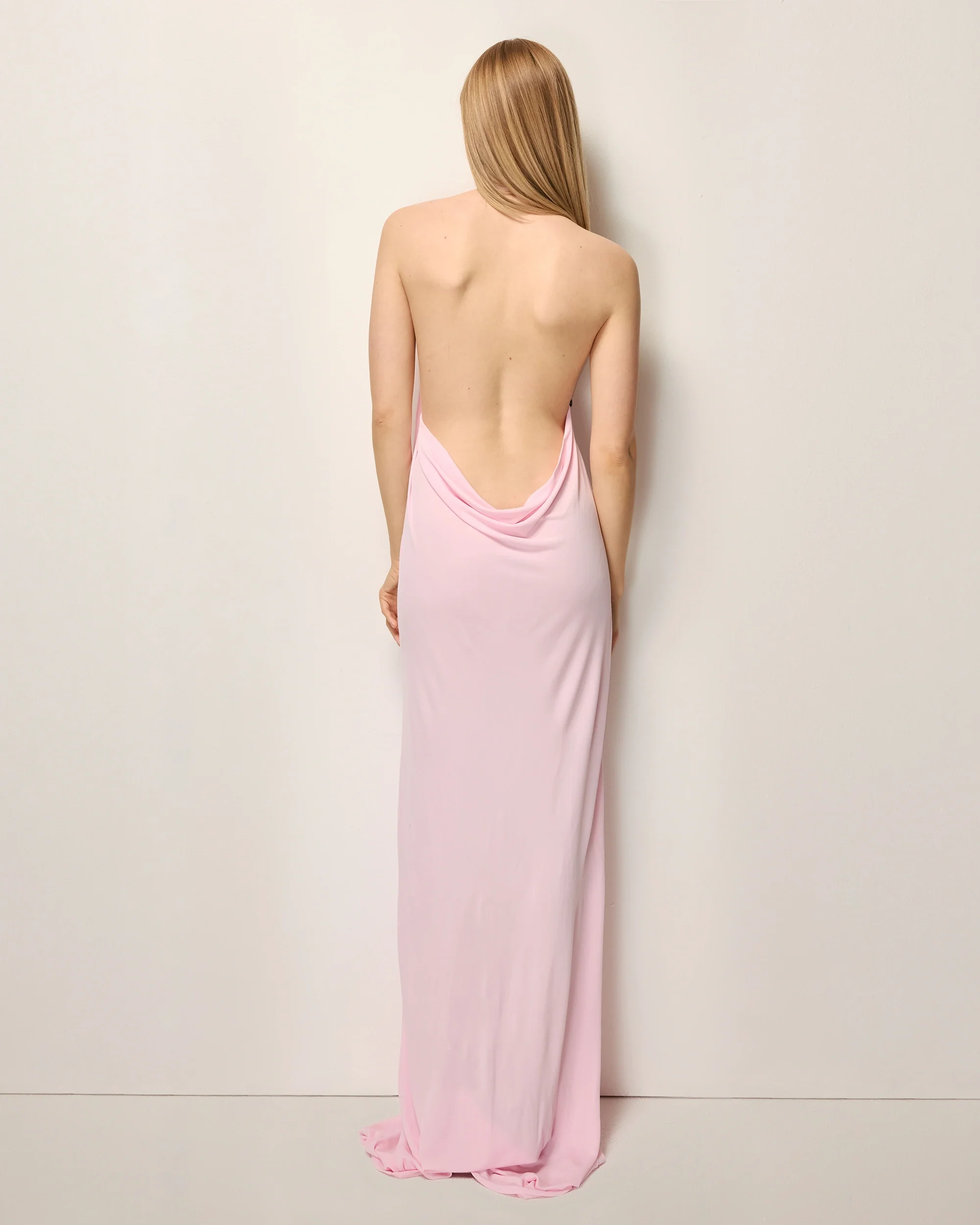 Knotted Halter Gown | Powder Pink - Image 3