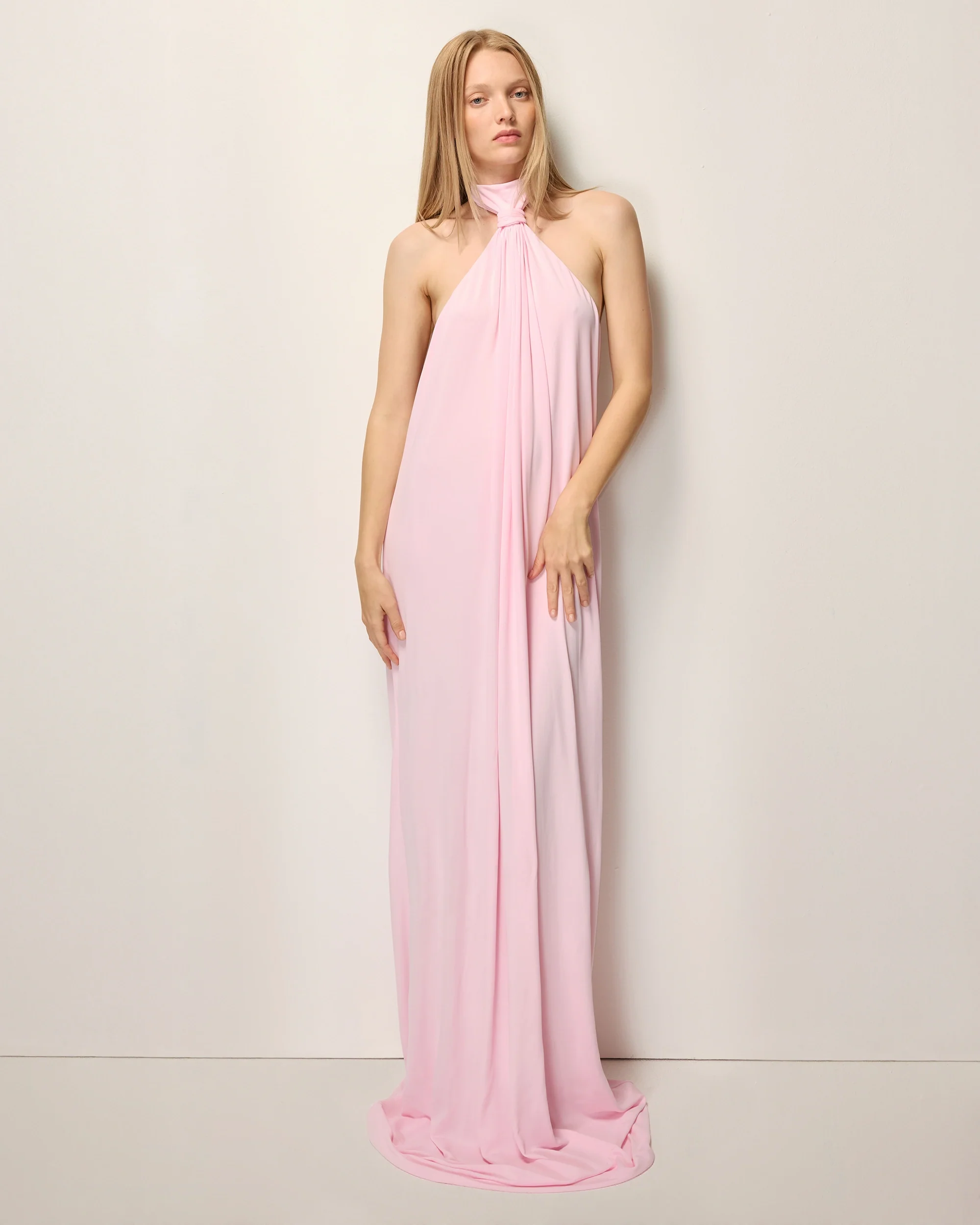 Knotted Halter Gown | Powder Pink - Image 4